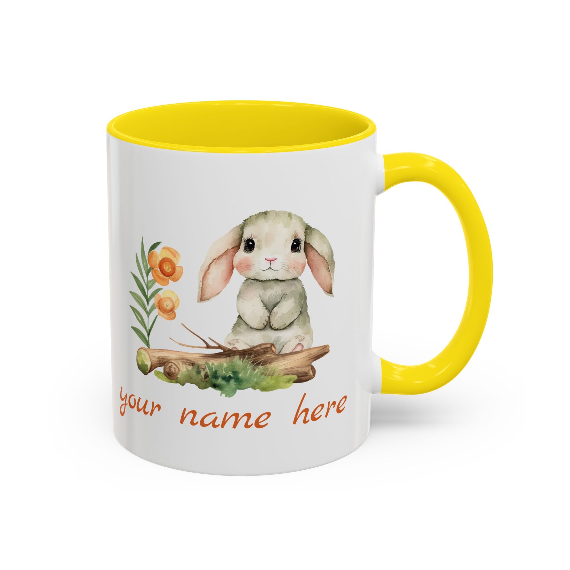 Watercolor Bunny Personalized Accent Mug - Canvasses