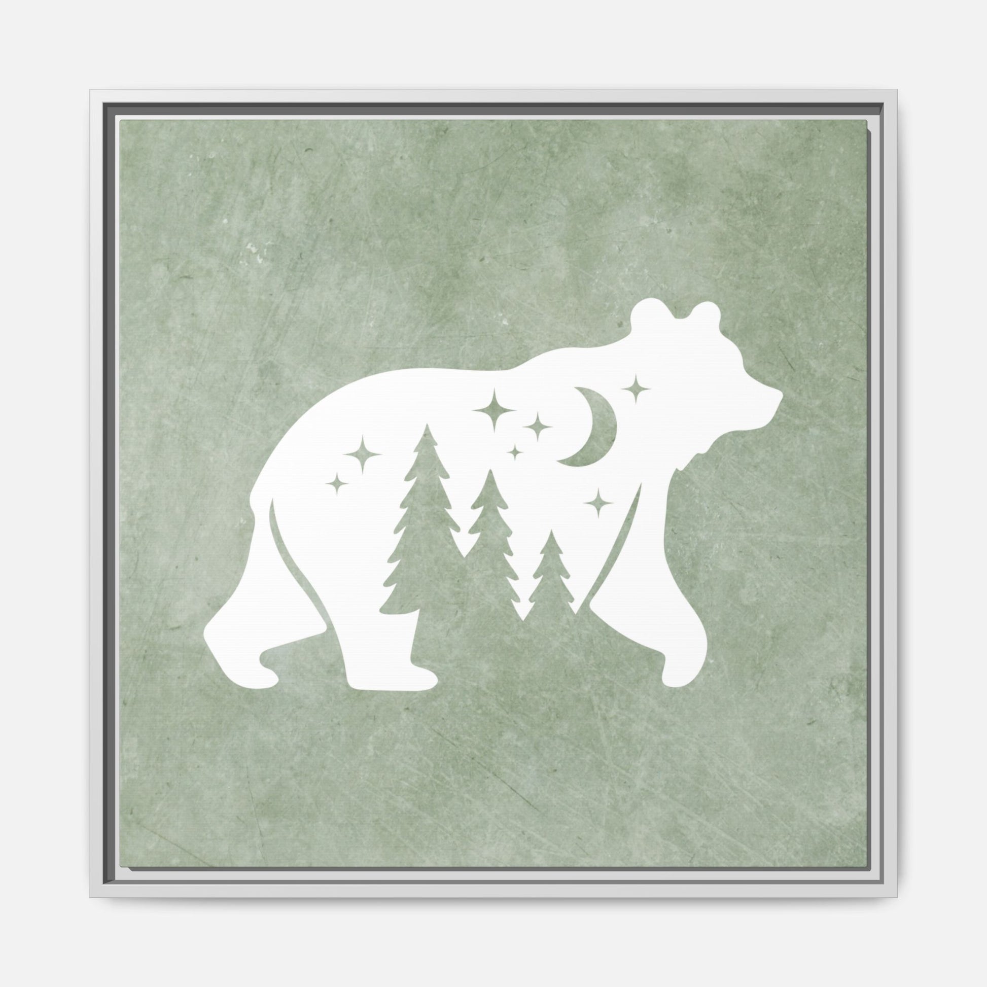 Silhouette Bear Framed Canvas Wall Art Square - Canvasses