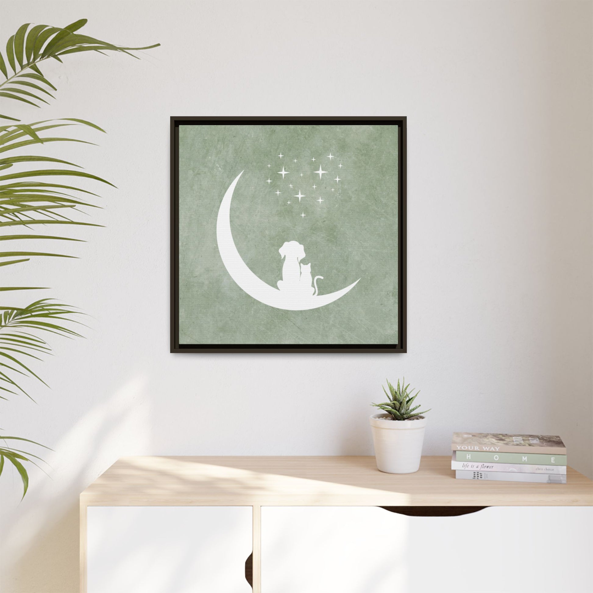 Moonlit Friends Framed Canvas Wall Art Square - Canvasses