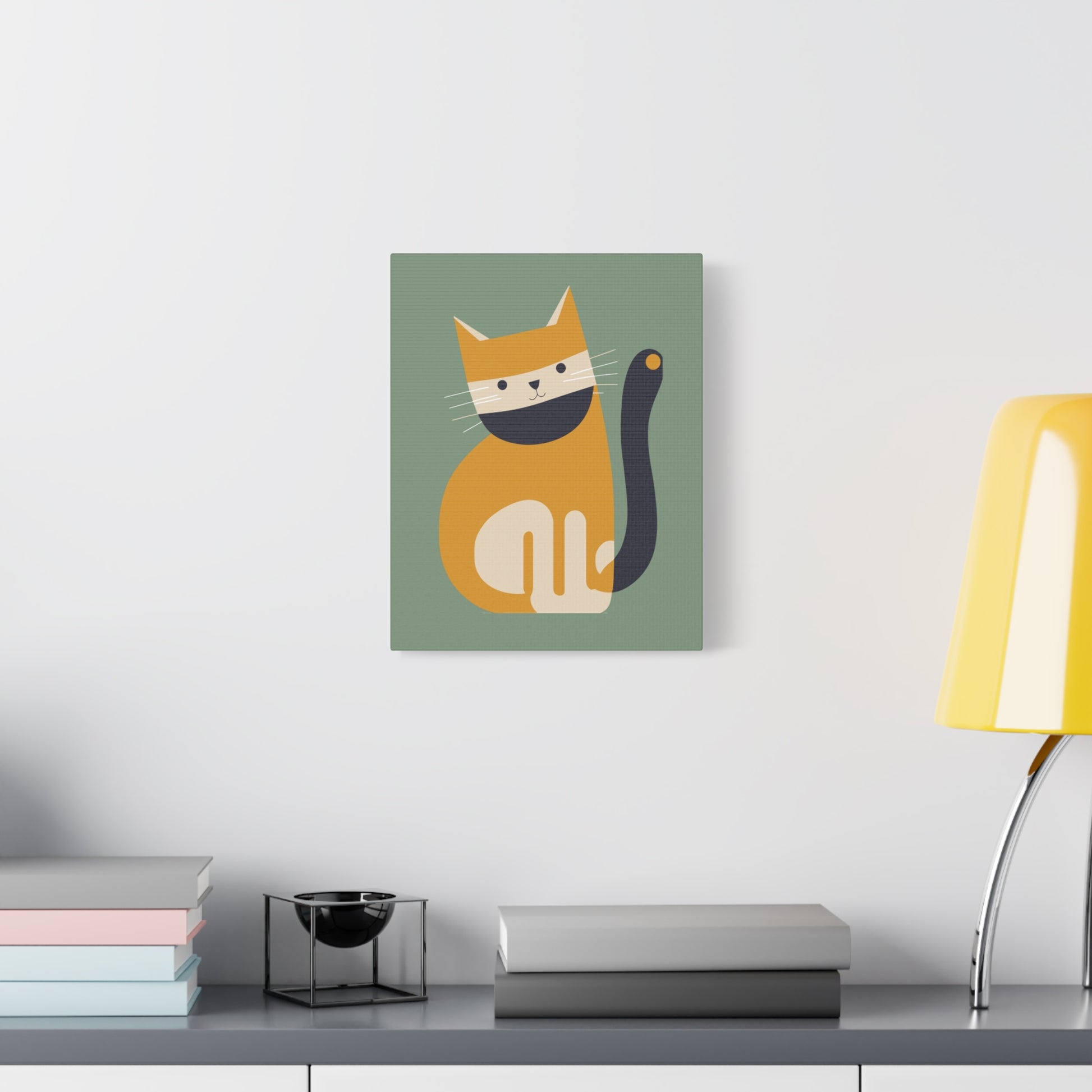 Orange Cat Canvas Wall Art Vertical - Canvasses