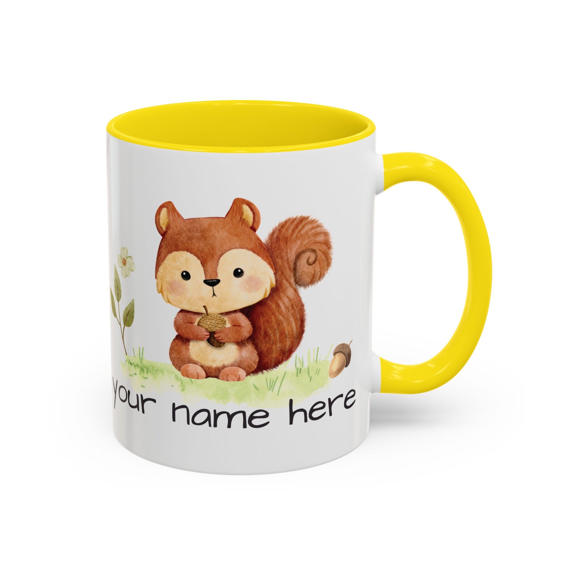Watercolor Squirrel Personalized Accent Mug - Canvasses