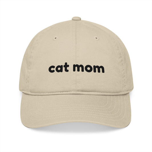 Cat Mom Embroidery Organic Baseball Cap - Canvasses