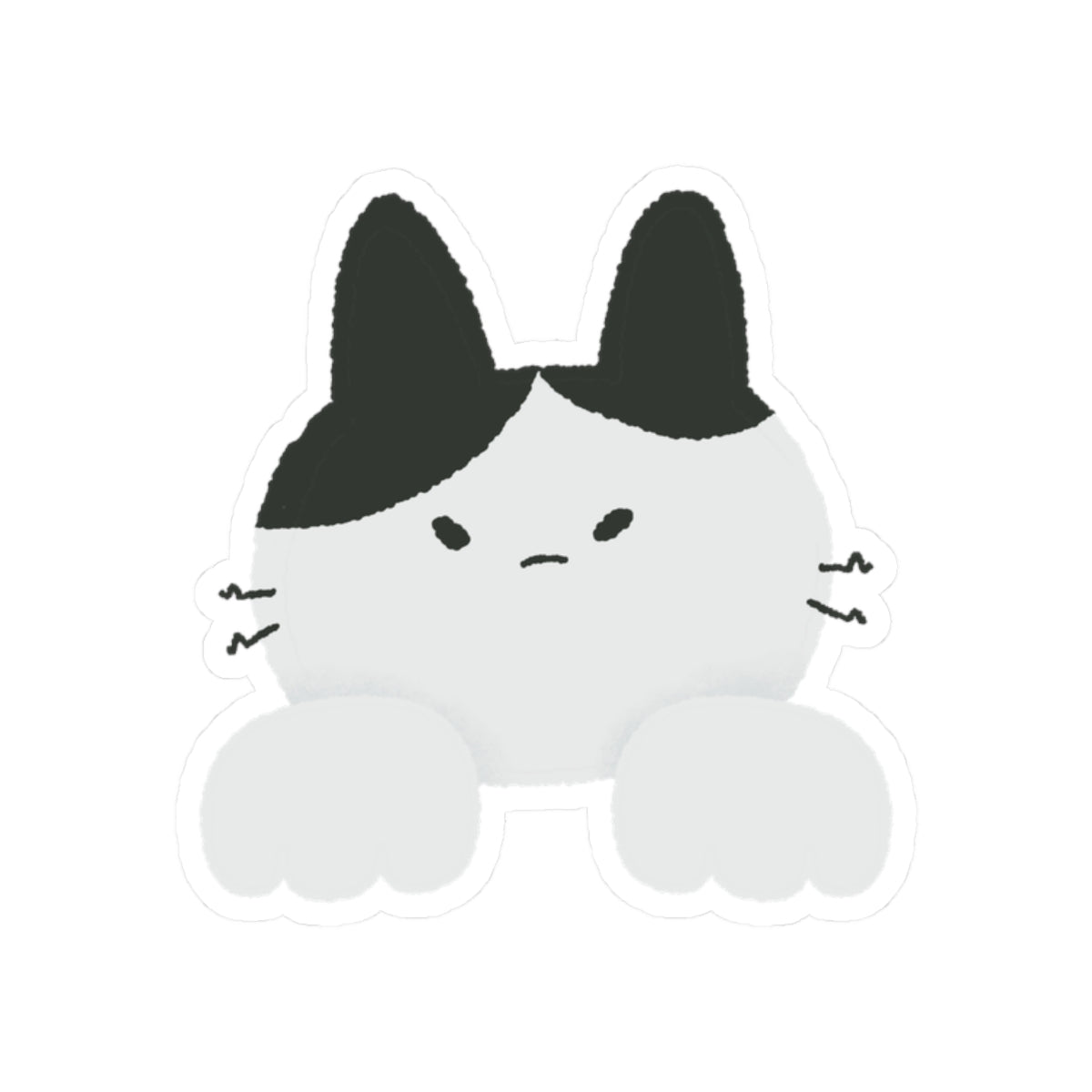 Gray Peekaboo Cat Kiss - Cut Sticker - Canvasses