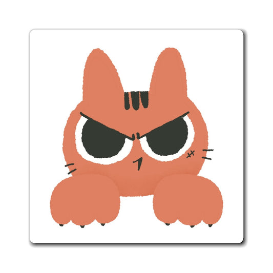 Grumpy Peekaboo Cat Square Magnet - Canvasses