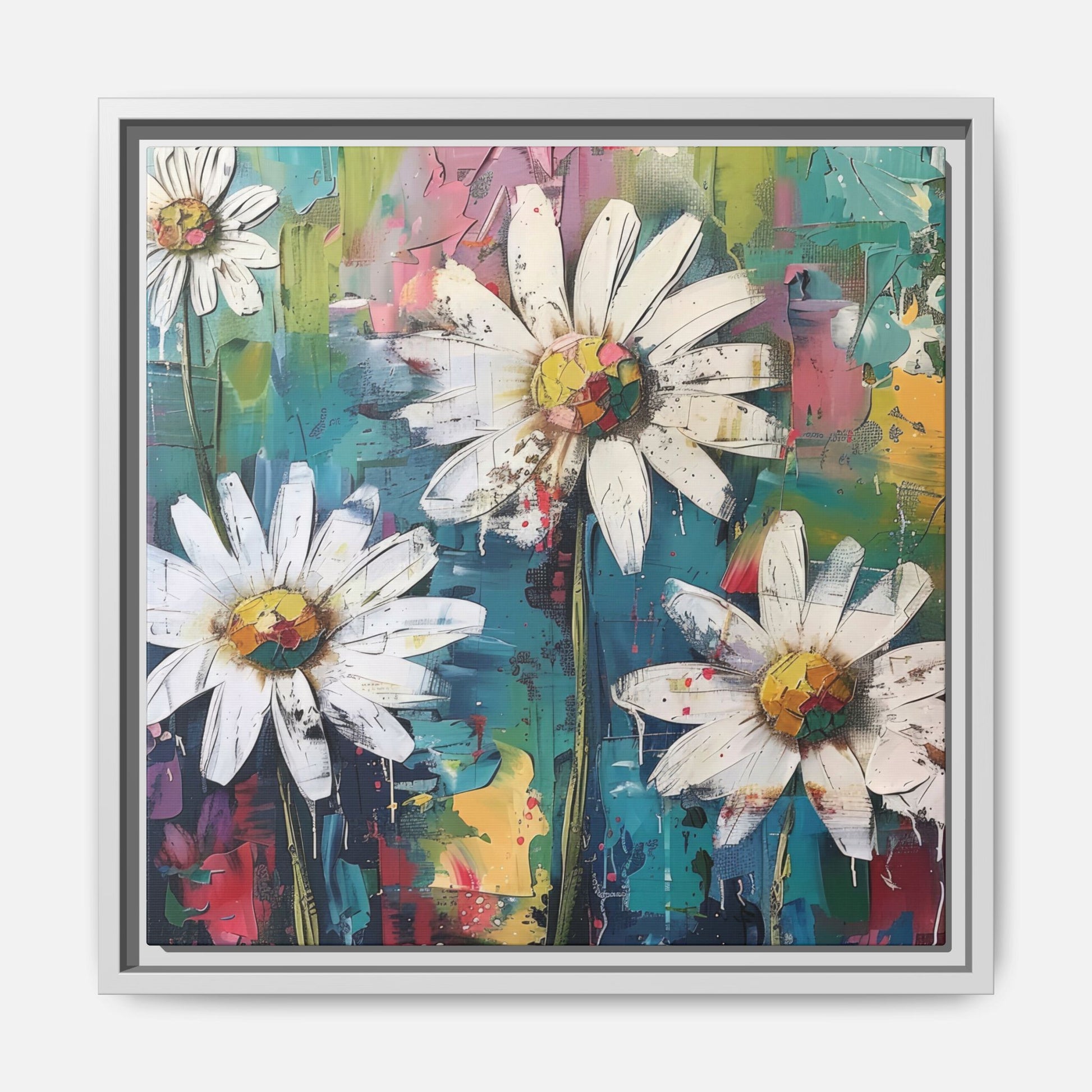 Daisy Daydreams Framed Canvas Wall Art Square - Canvasses