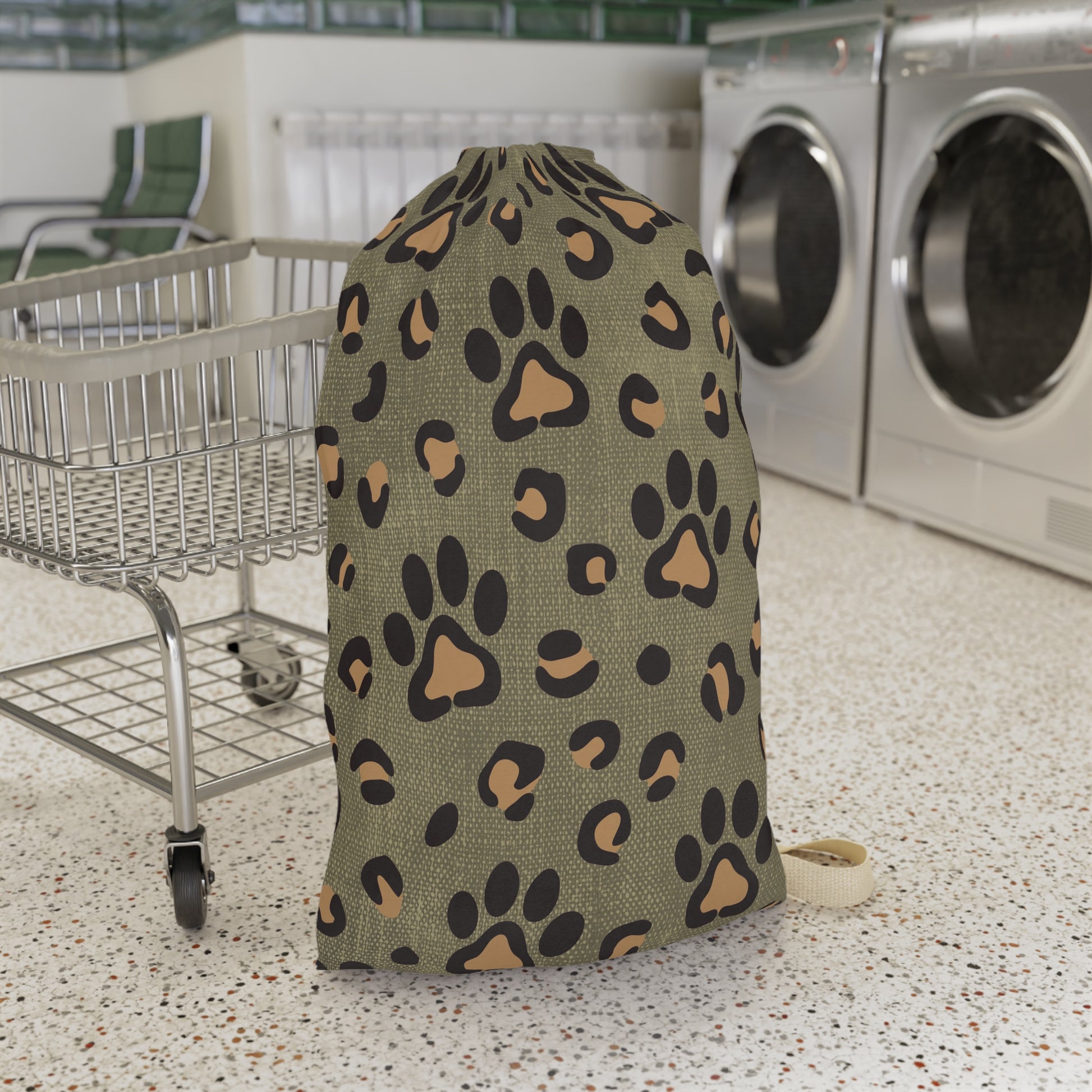Leopard Paw Prints Laundry Bag - Canvasses