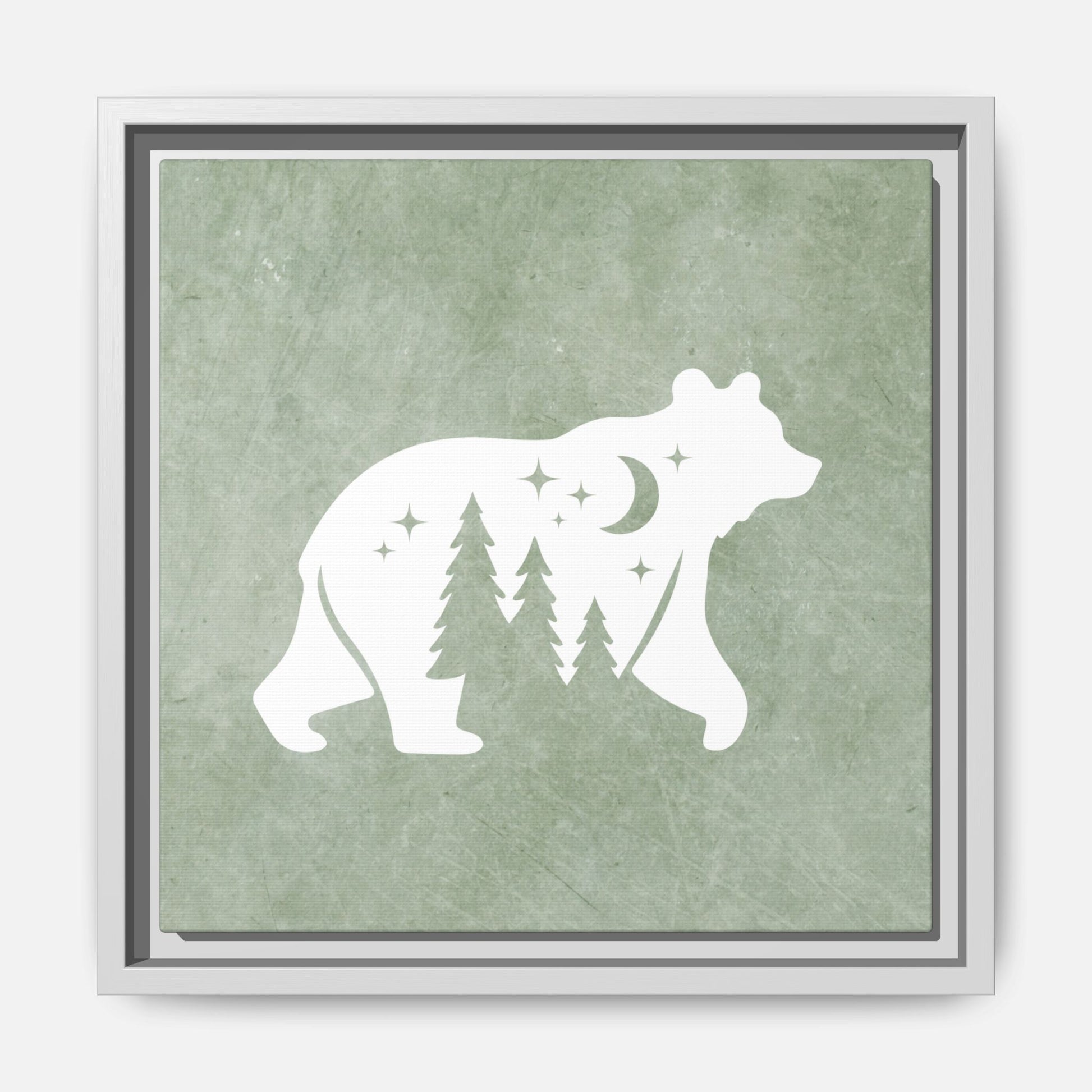 Silhouette Bear Framed Canvas Wall Art Square - Canvasses