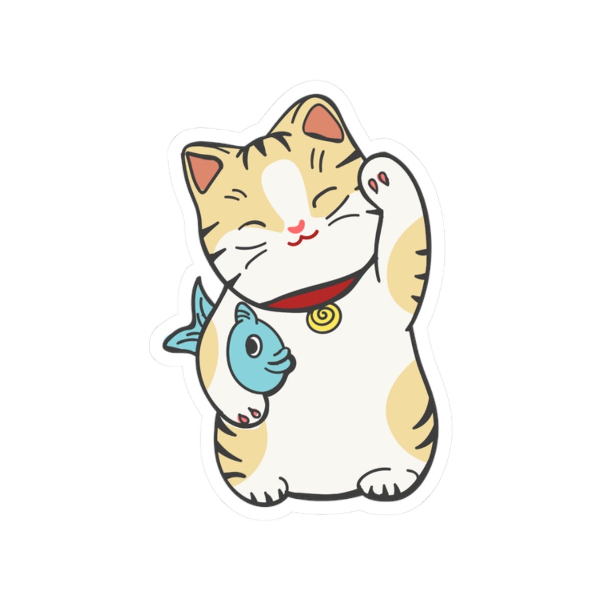 Lucky Cat Kiss - Cut Sticker - Canvasses