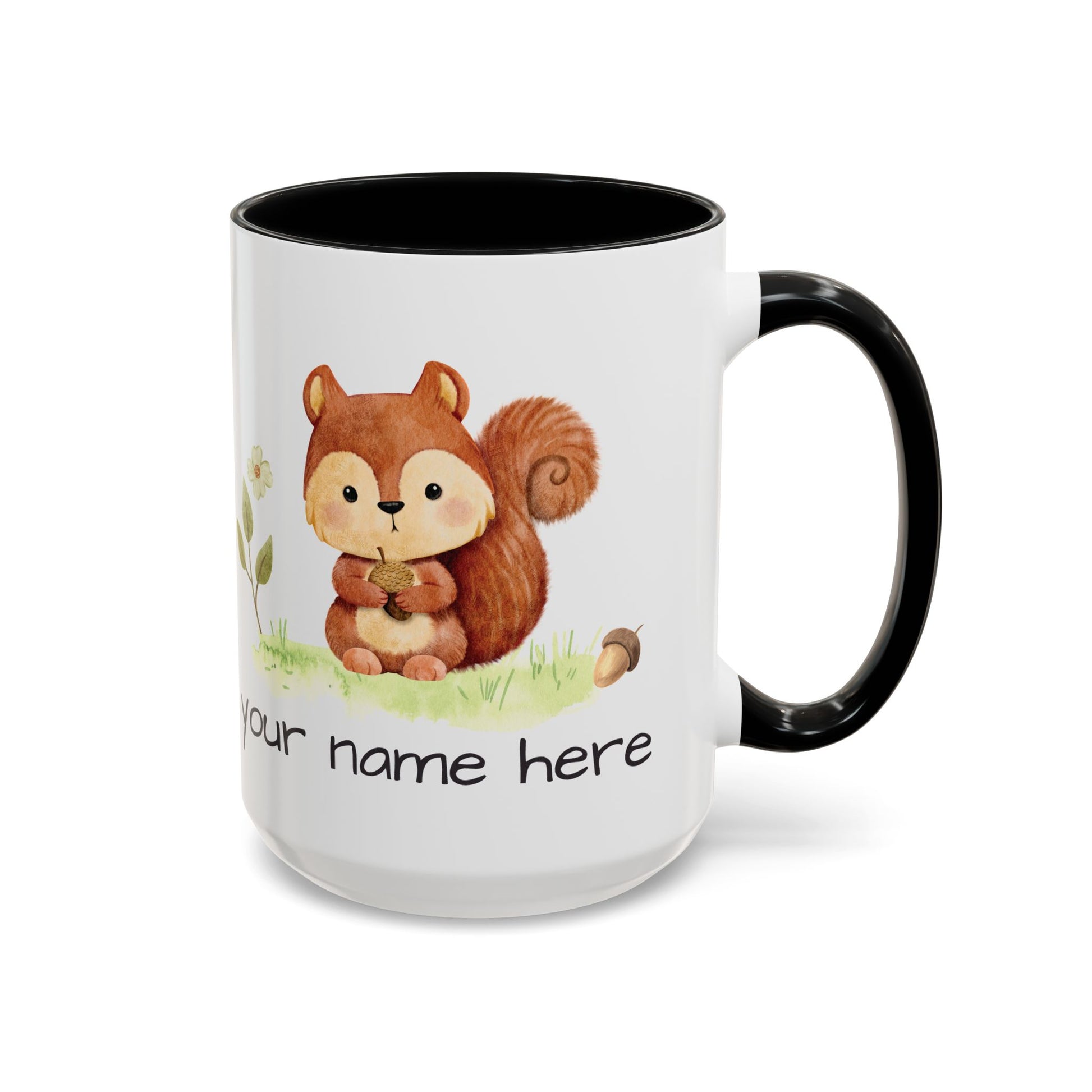 Watercolor Squirrel Personalized Accent Mug - Canvasses