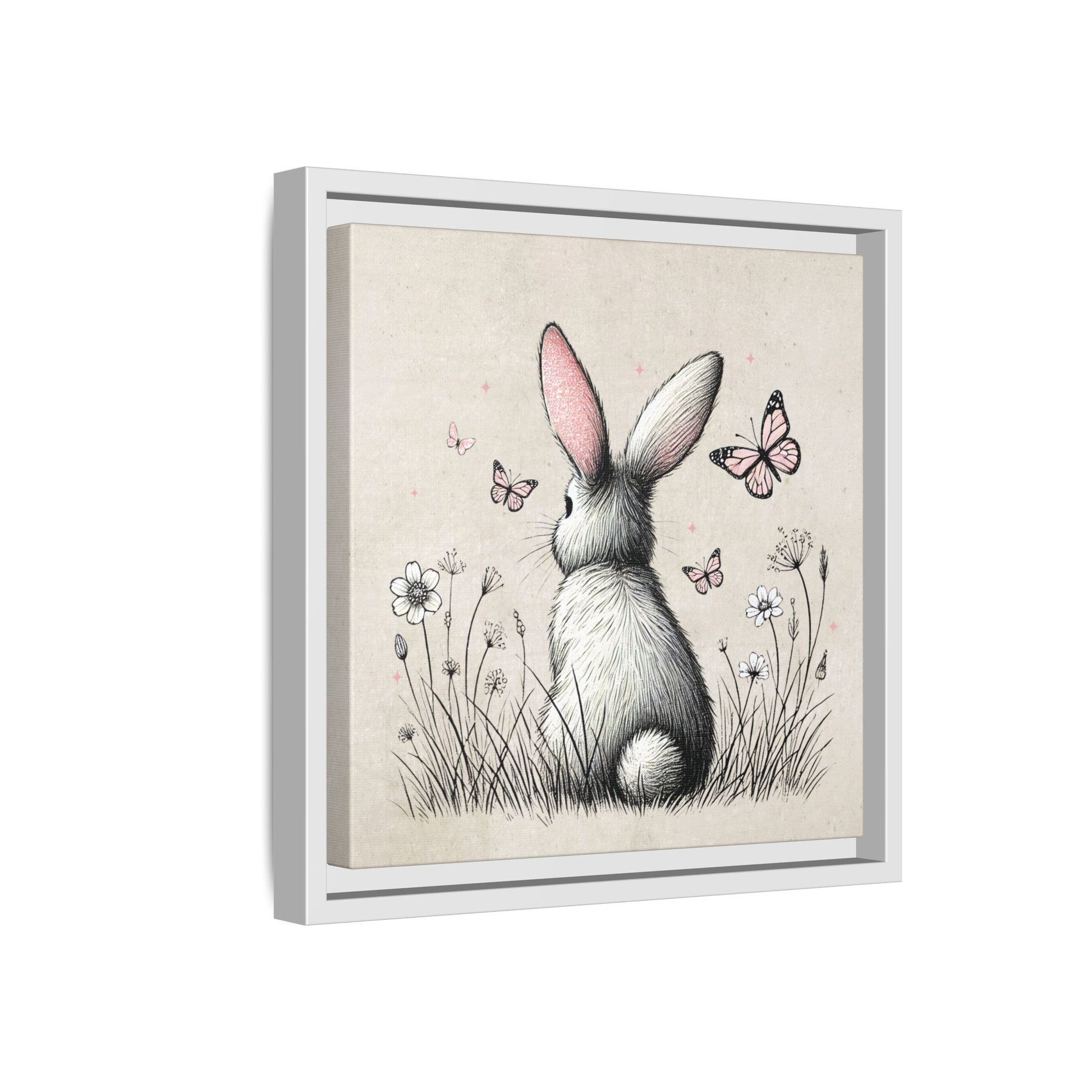 Bunny Playground Framed Canvas Wall Art Square - Canvasses