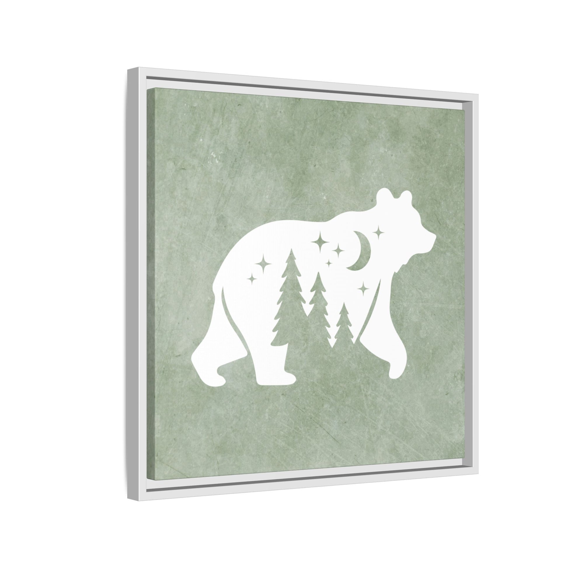 Silhouette Bear Framed Canvas Wall Art Square - Canvasses