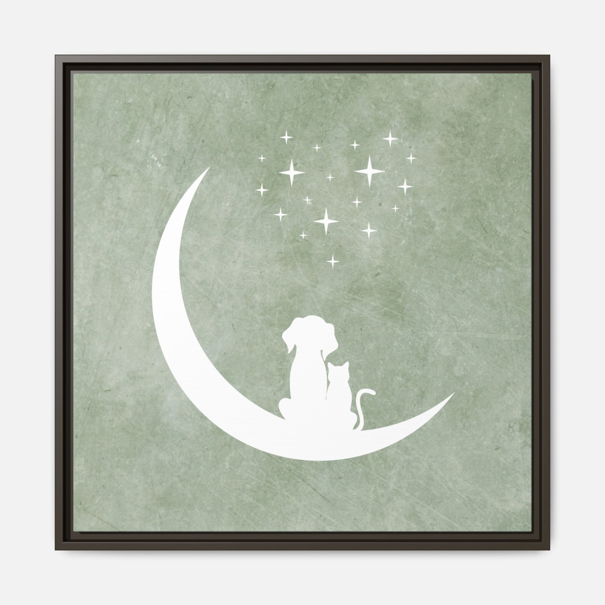 Moonlit Friends Framed Canvas Wall Art Square - Canvasses