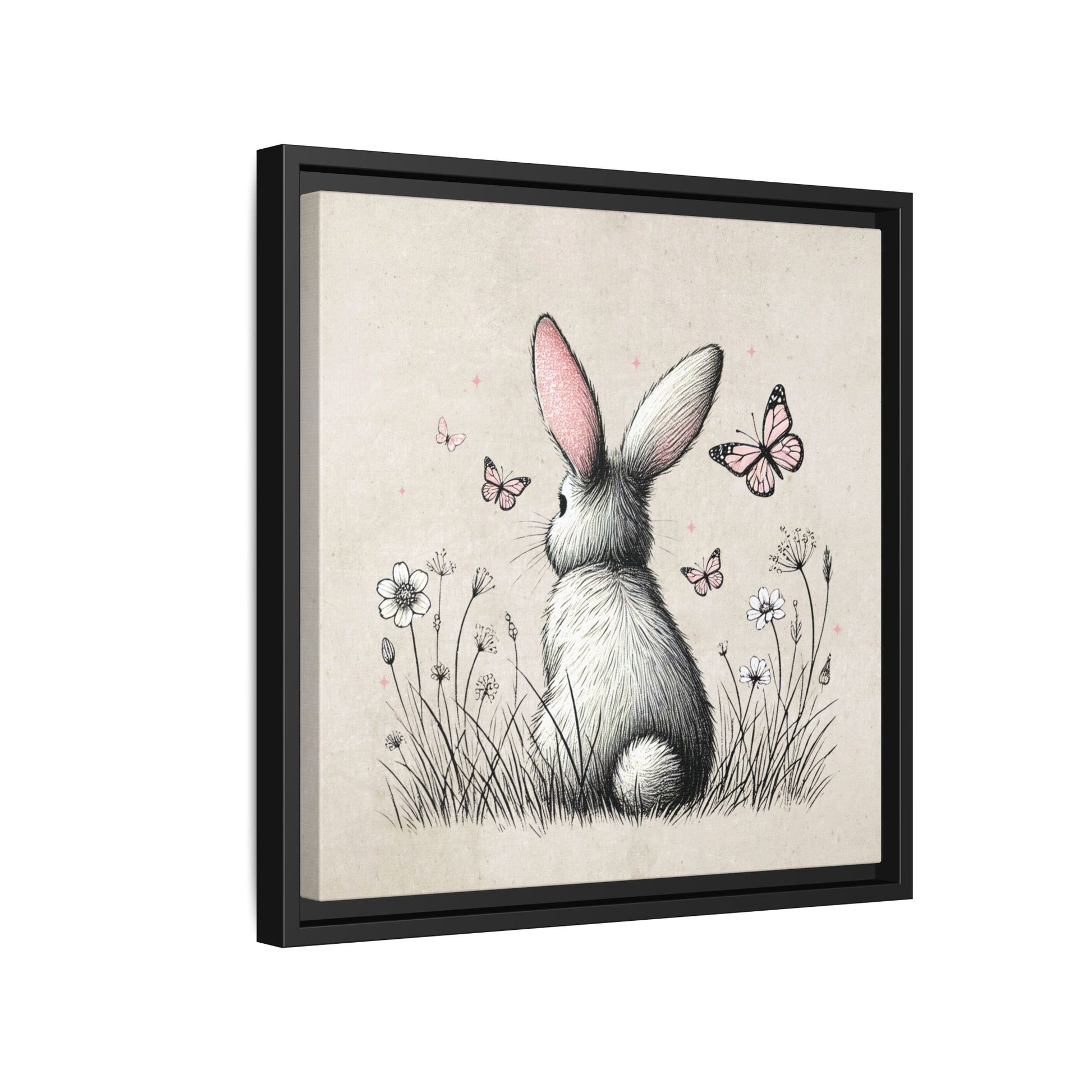 Bunny Playground Framed Canvas Wall Art Square - Canvasses