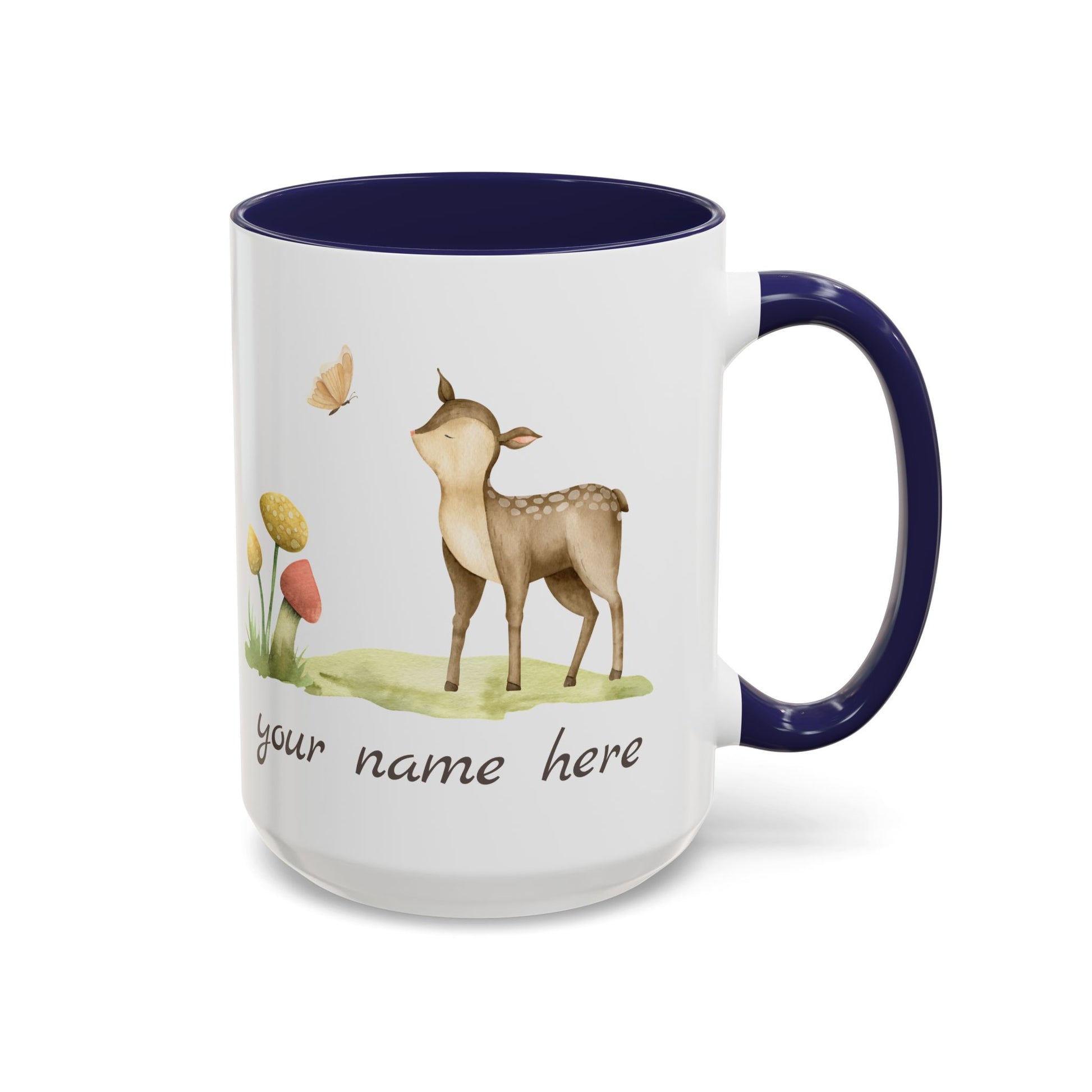 Watercolor Deer Personalized Accent Mug - Canvasses