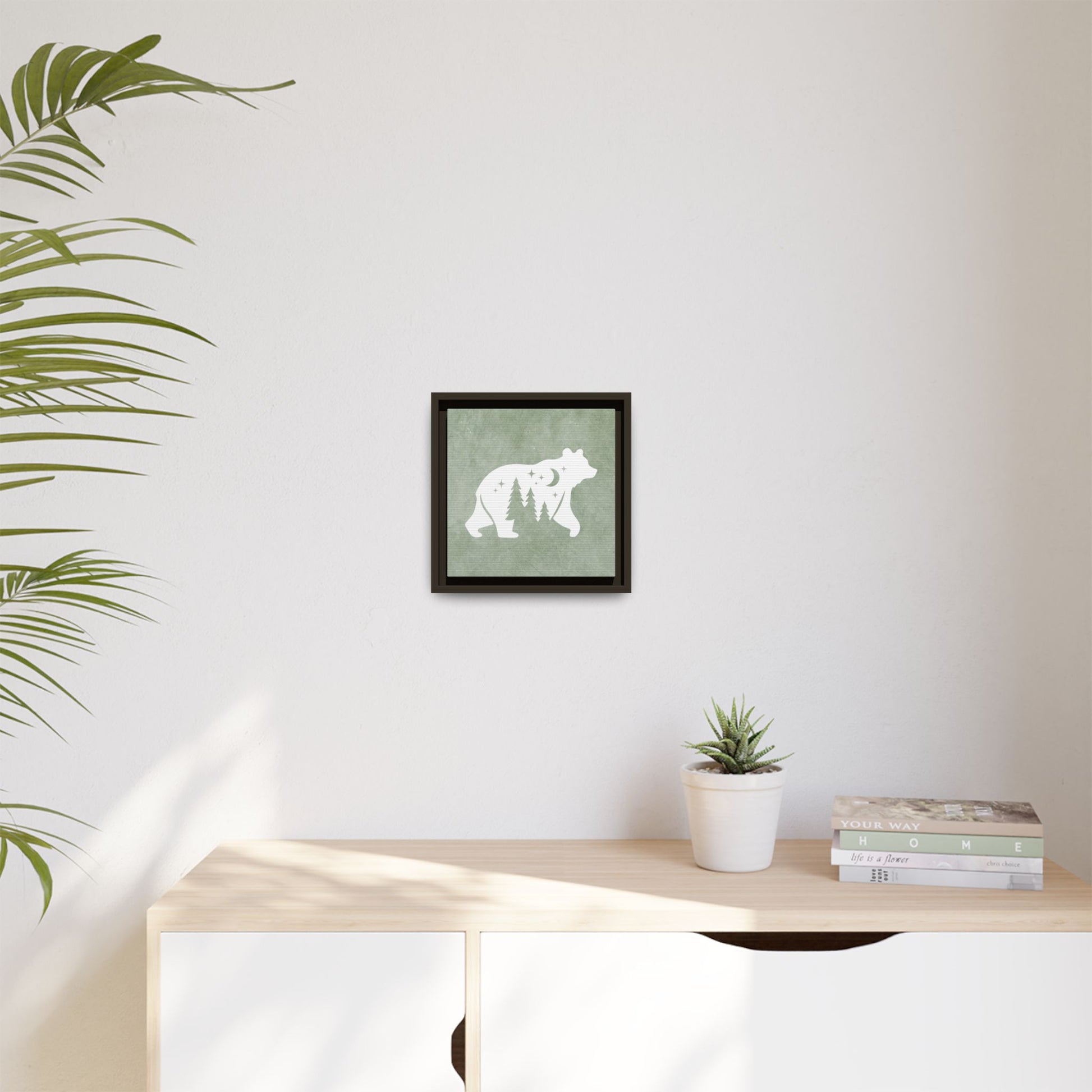 Silhouette Bear Framed Canvas Wall Art Square - Canvasses