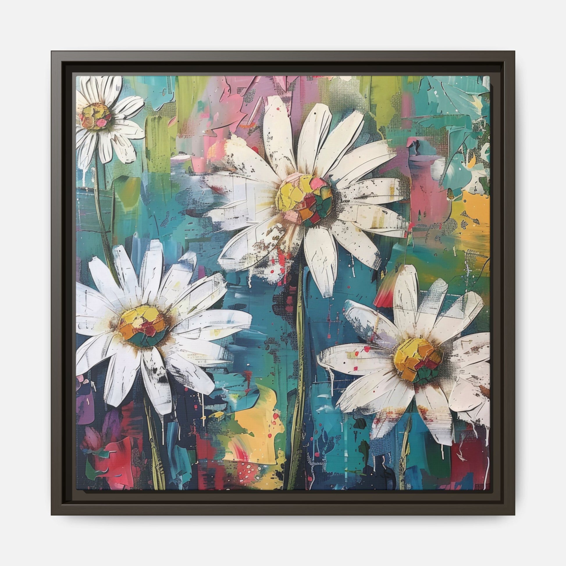 Daisy Daydreams Framed Canvas Wall Art Square - Canvasses