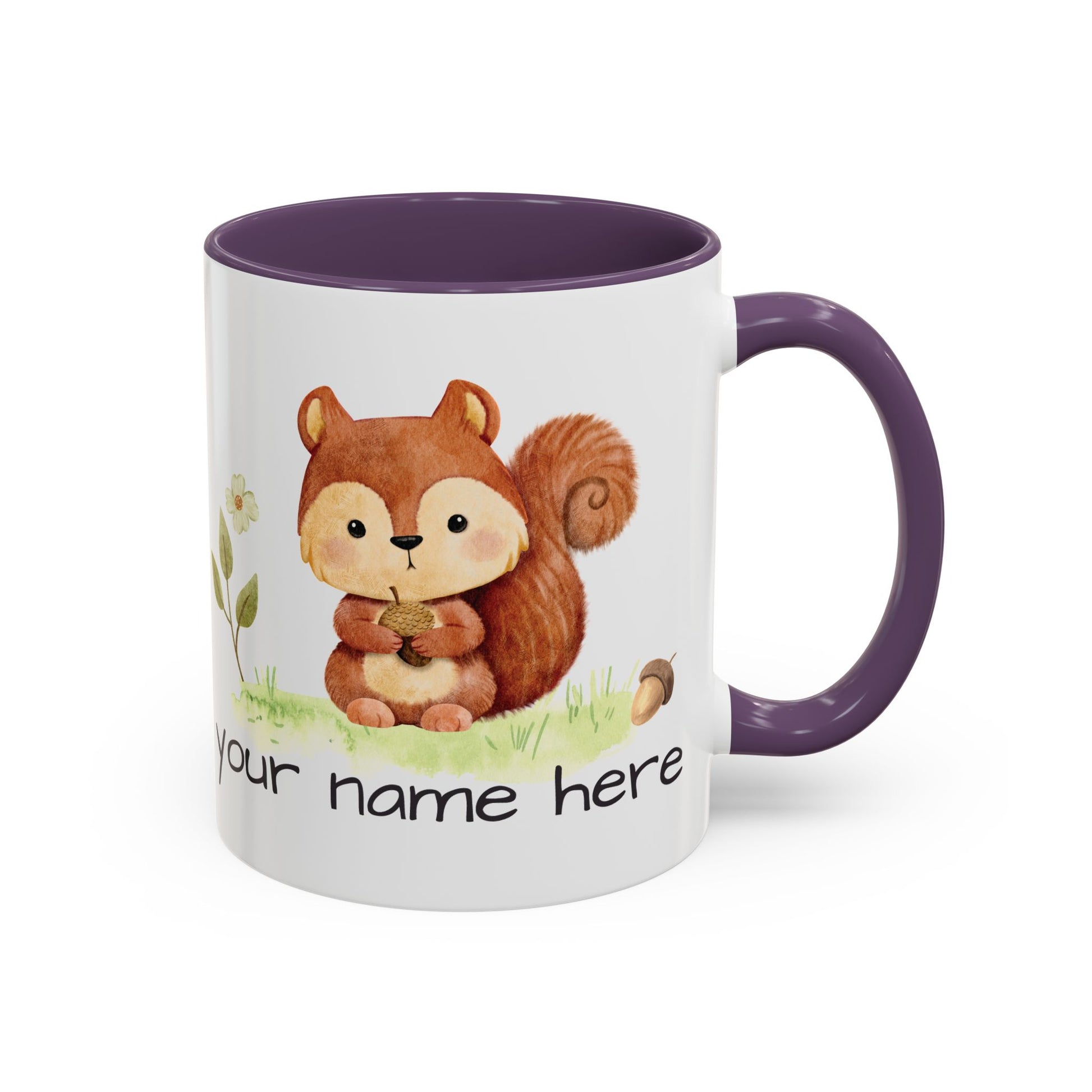 Watercolor Squirrel Personalized Accent Mug - Canvasses