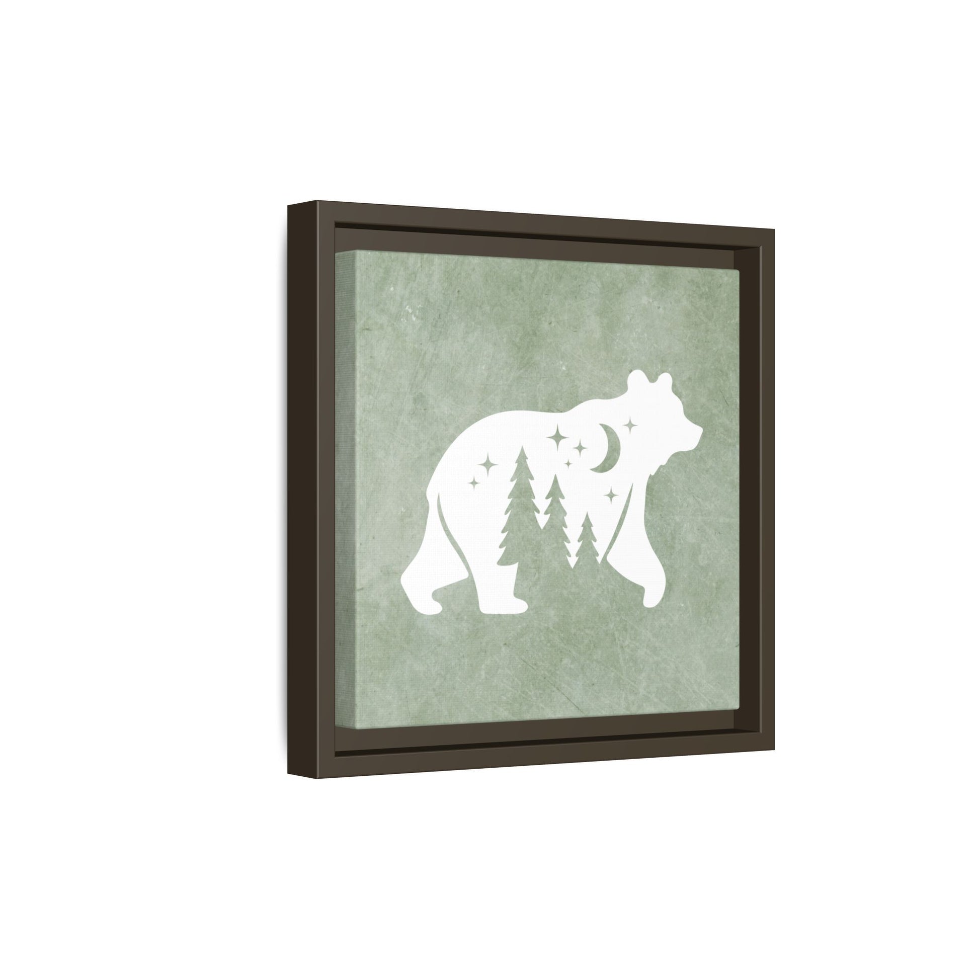 Silhouette Bear Framed Canvas Wall Art Square - Canvasses