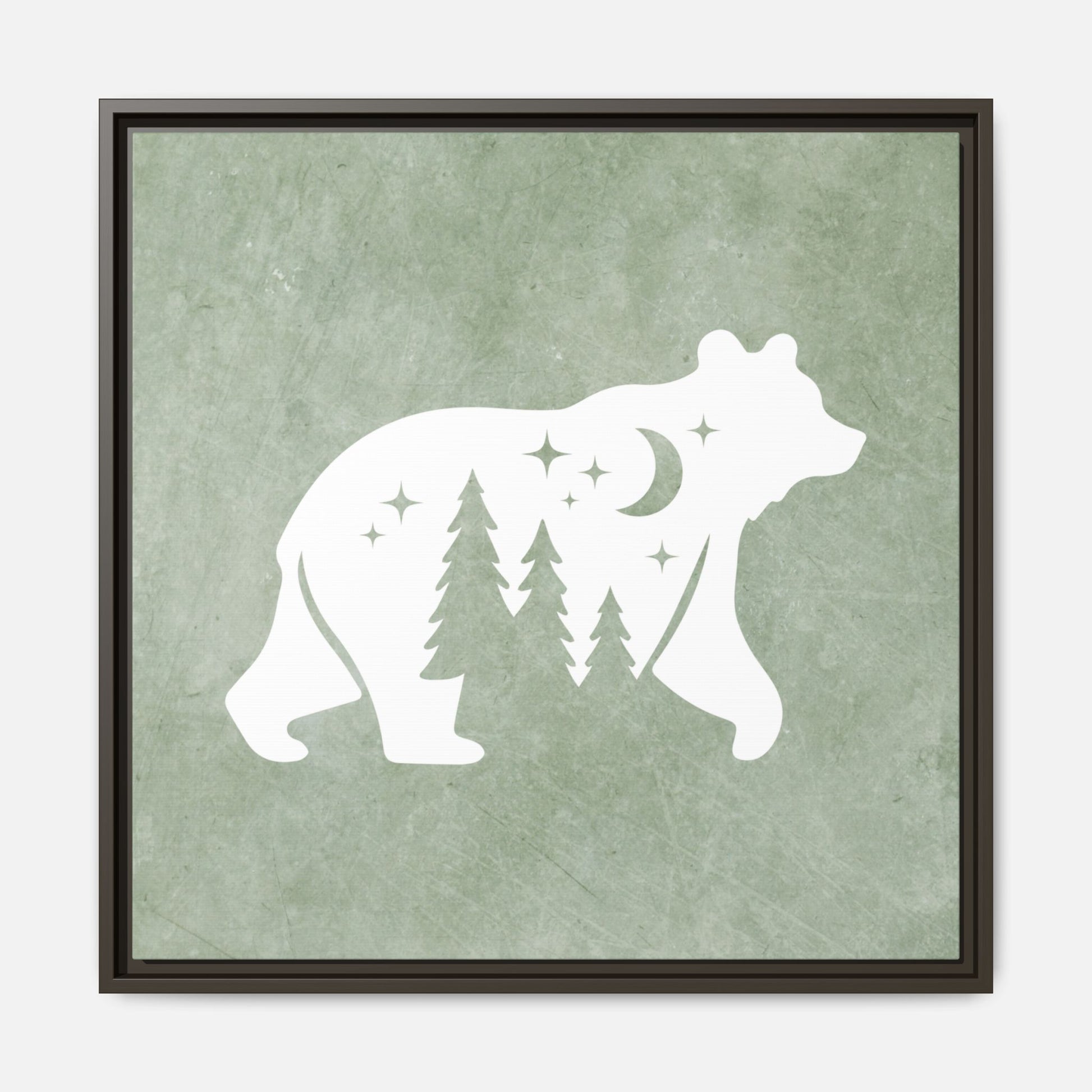 Silhouette Bear Framed Canvas Wall Art Square - Canvasses