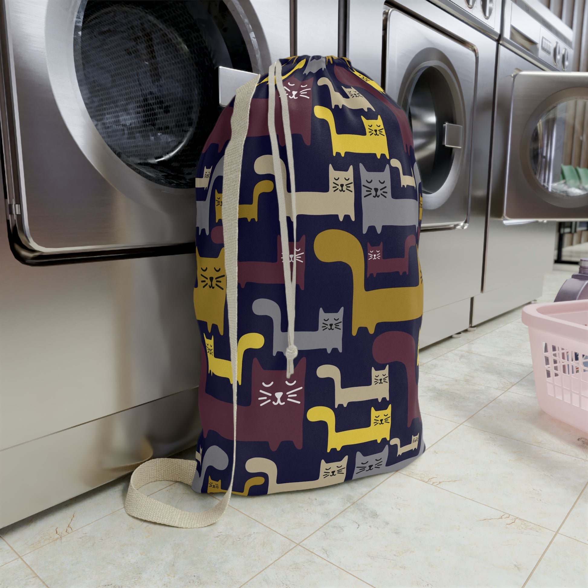 Blocky Meow Laundry Bag - Canvasses