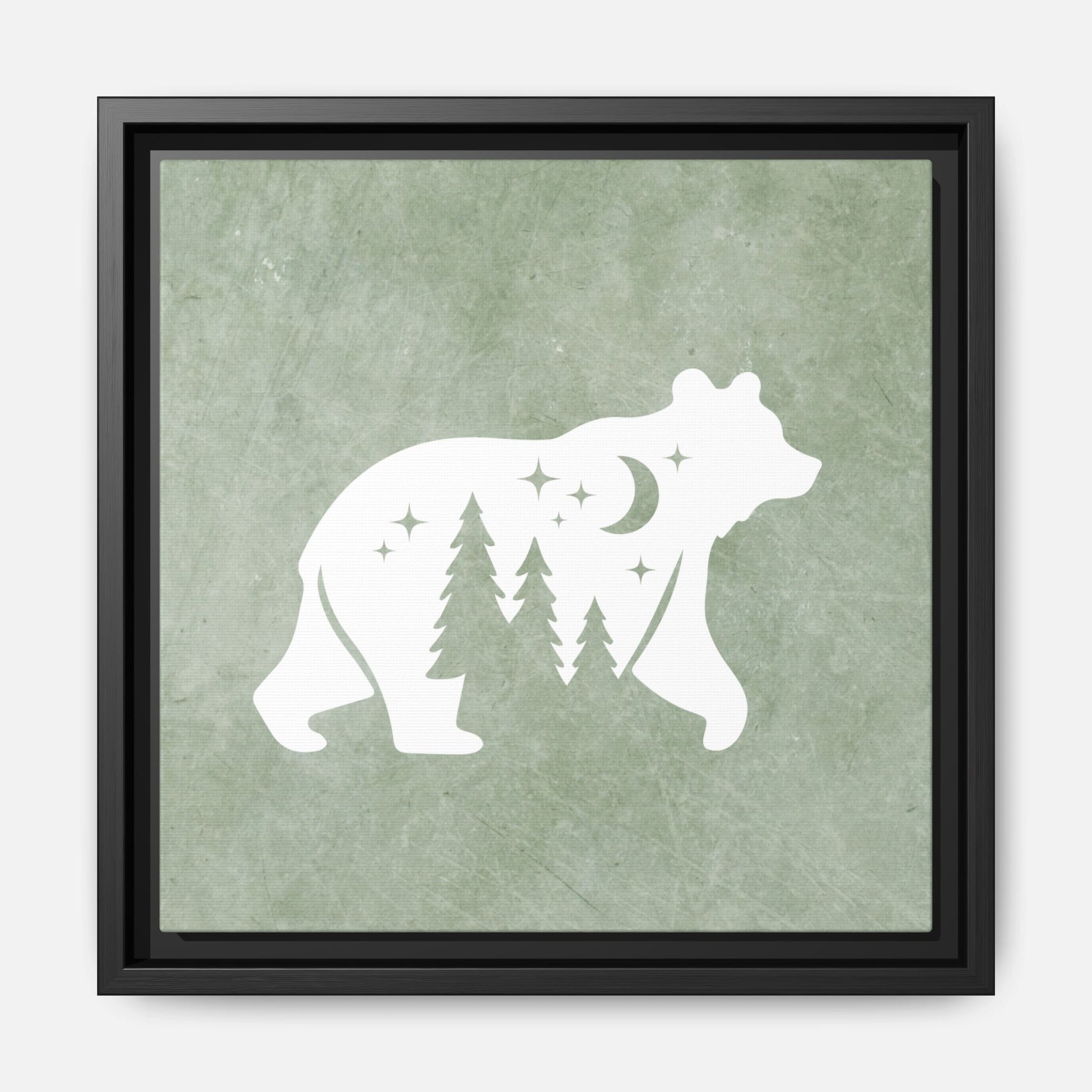 Silhouette Bear Framed Canvas Wall Art Square - Canvasses