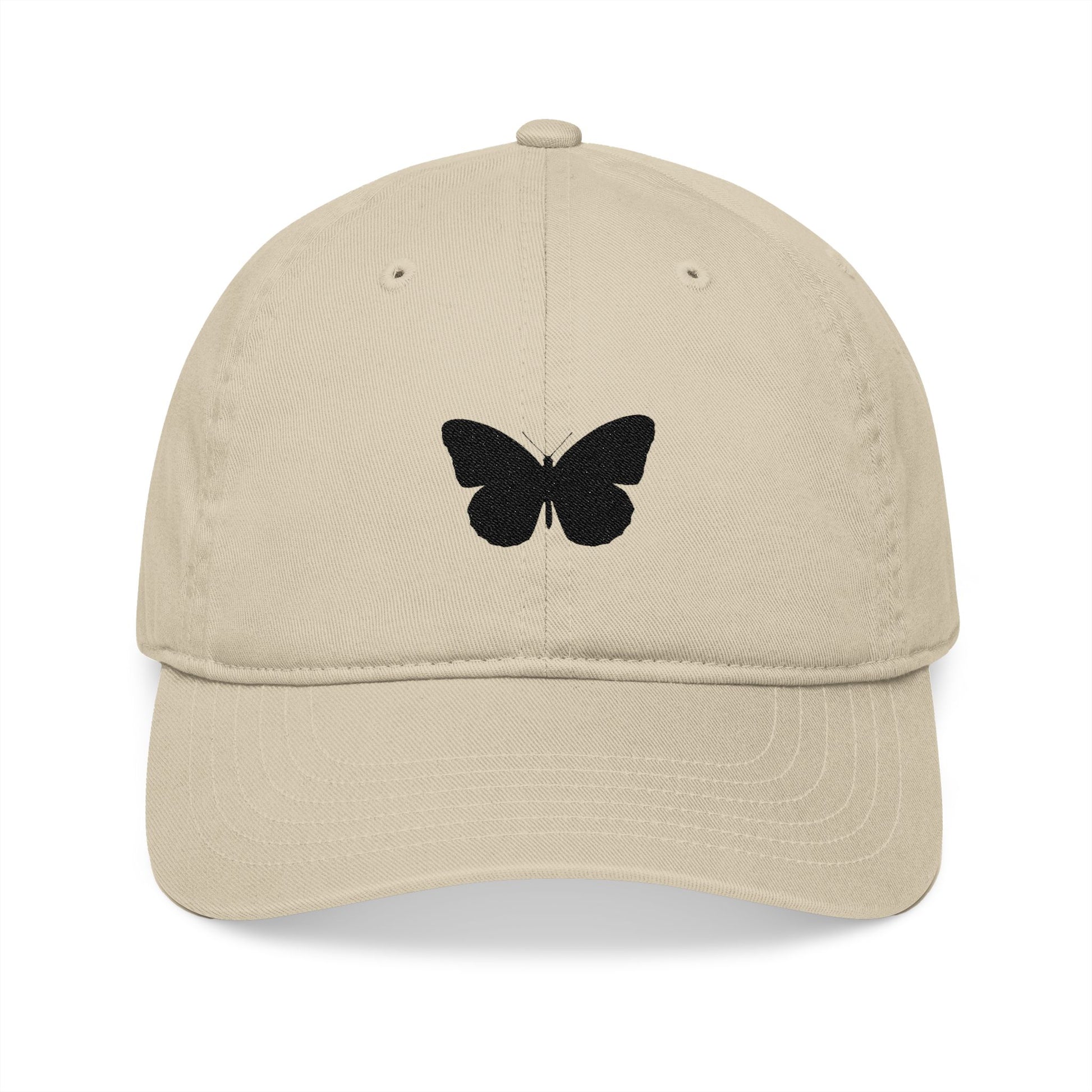 Butterfly Silhouette Embroidery Organic Baseball Cap - Canvasses