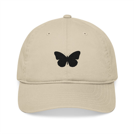 Butterfly Silhouette Embroidery Organic Baseball Cap - Canvasses