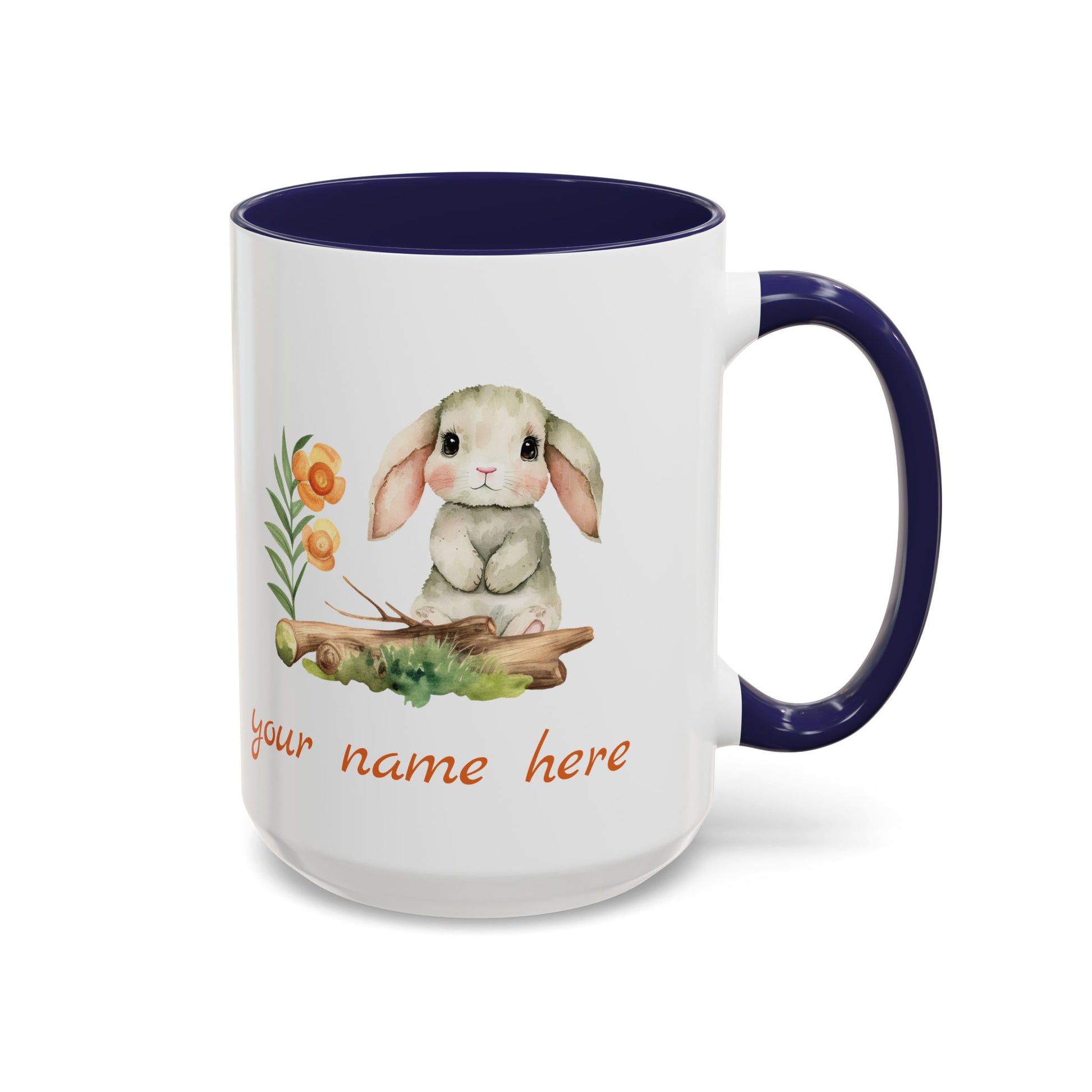 Watercolor Bunny Personalized Accent Mug - Canvasses