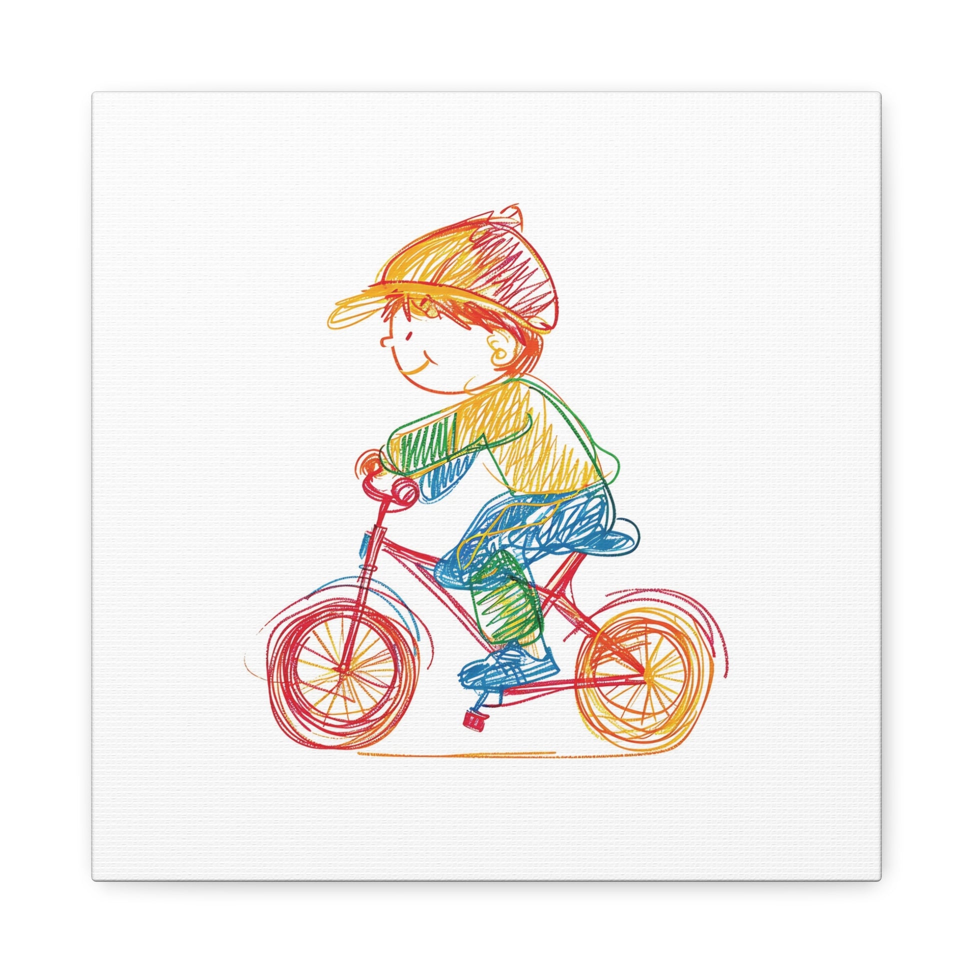 Bicycle Kid Canvas Wall Art Square - Canvasses