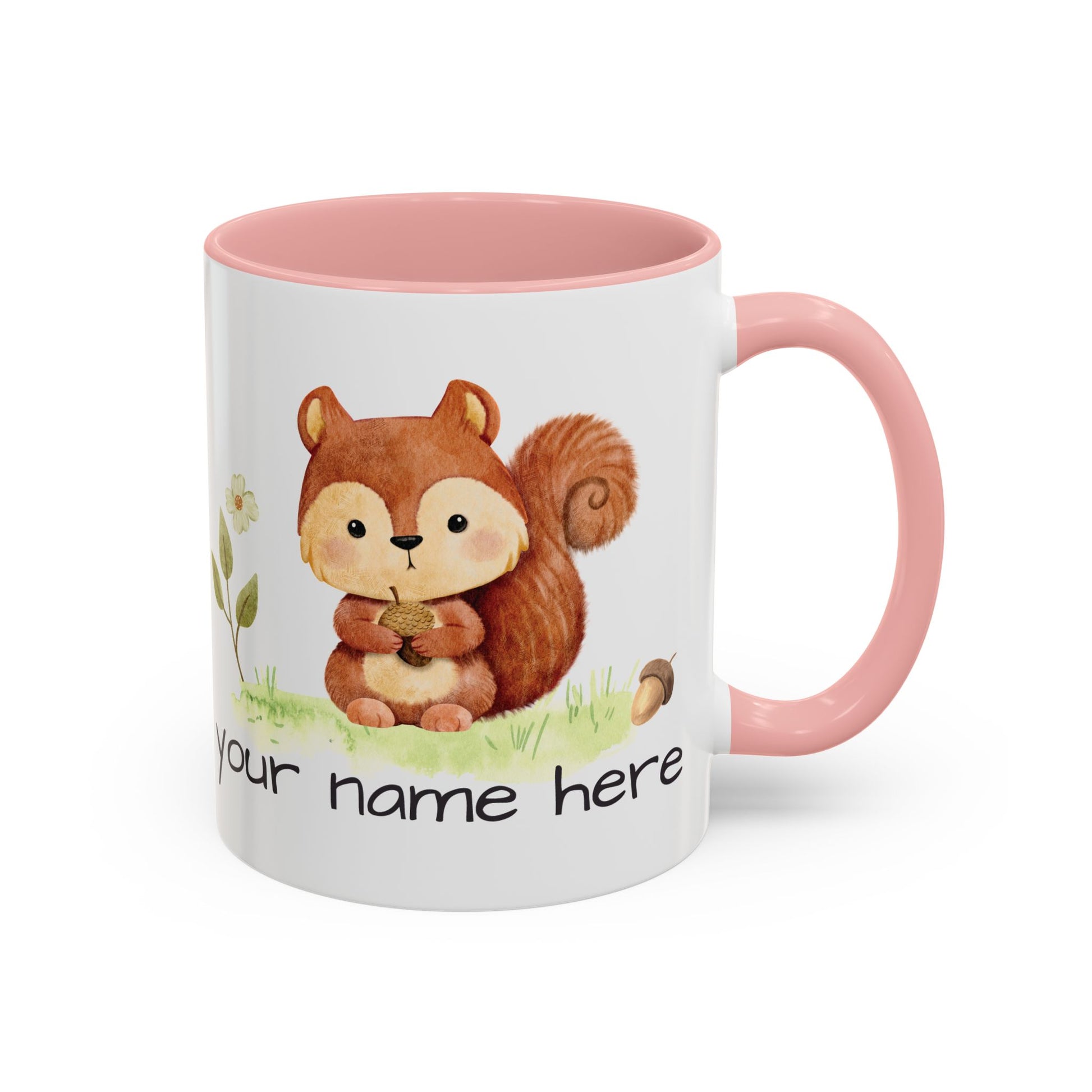 Watercolor Squirrel Personalized Accent Mug - Canvasses