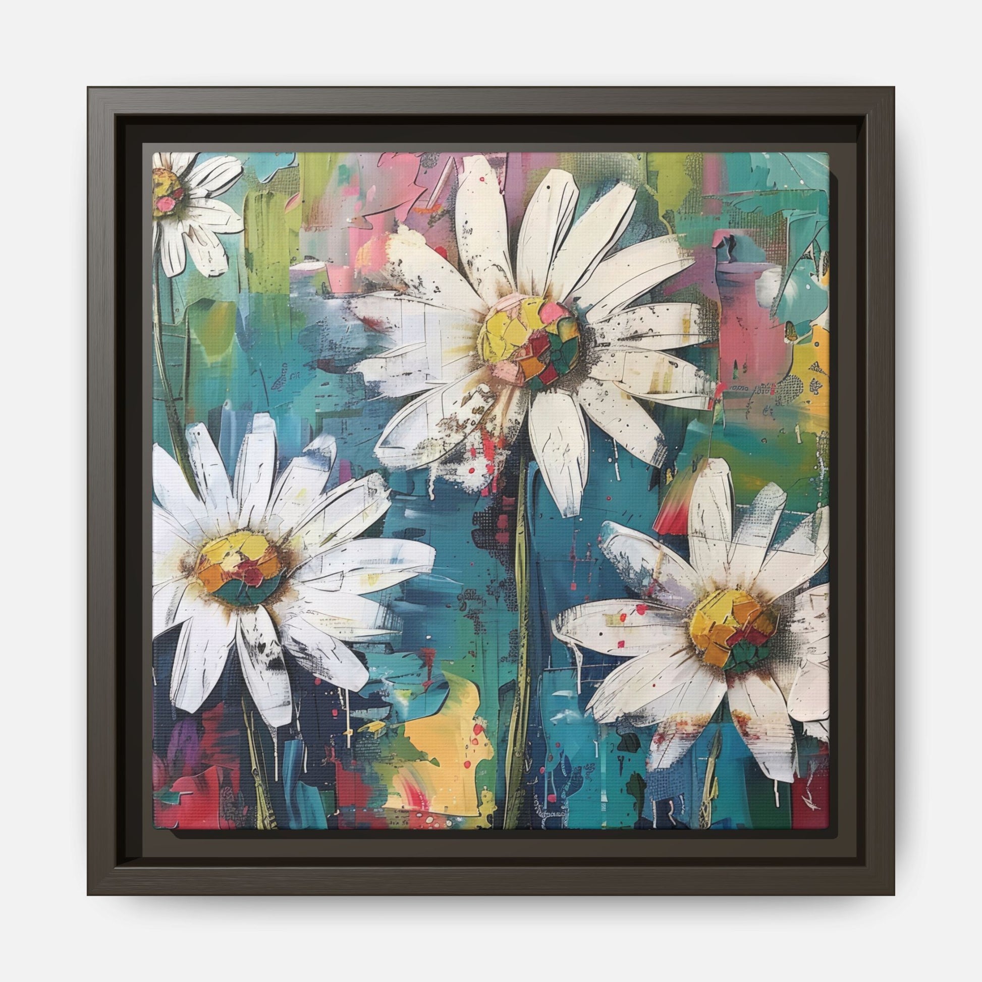 Daisy Daydreams Framed Canvas Wall Art Square - Canvasses