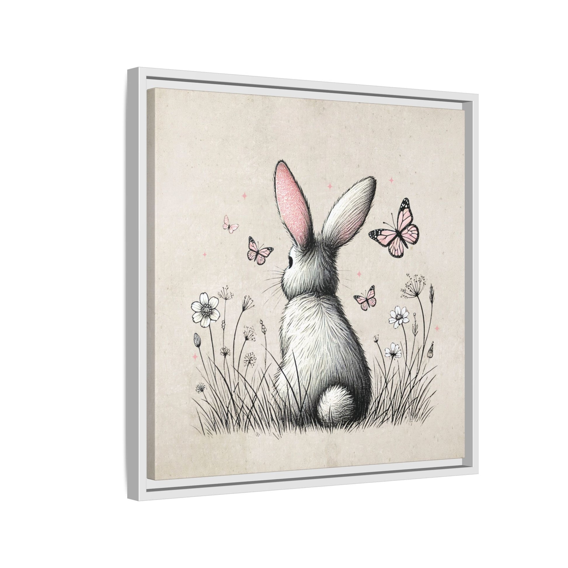 Bunny Playground Framed Canvas Wall Art Square - Canvasses