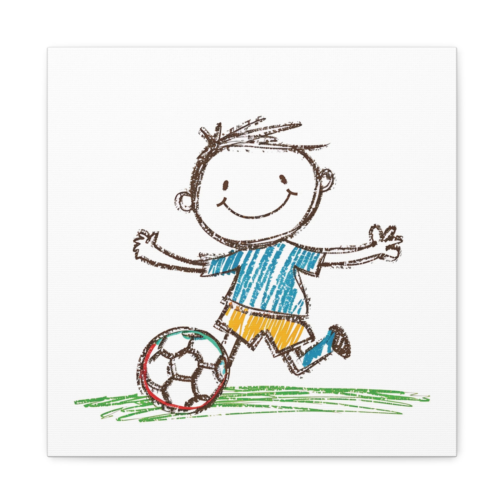 Soccer Kid Canvas Wall Art Square - Canvasses