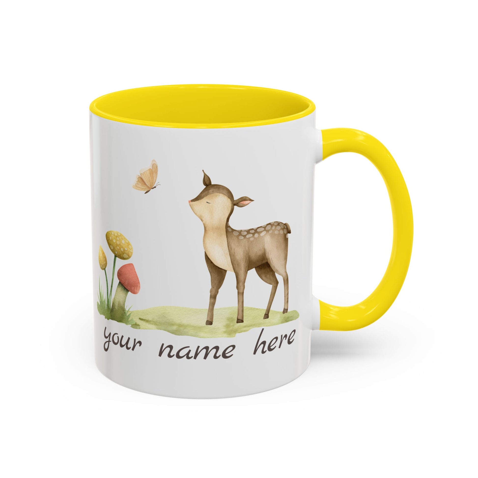 Watercolor Deer Personalized Accent Mug - Canvasses
