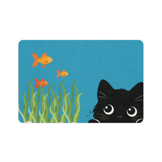 Peekaboo Cat & Fish Pet Food Mat - Canvasses