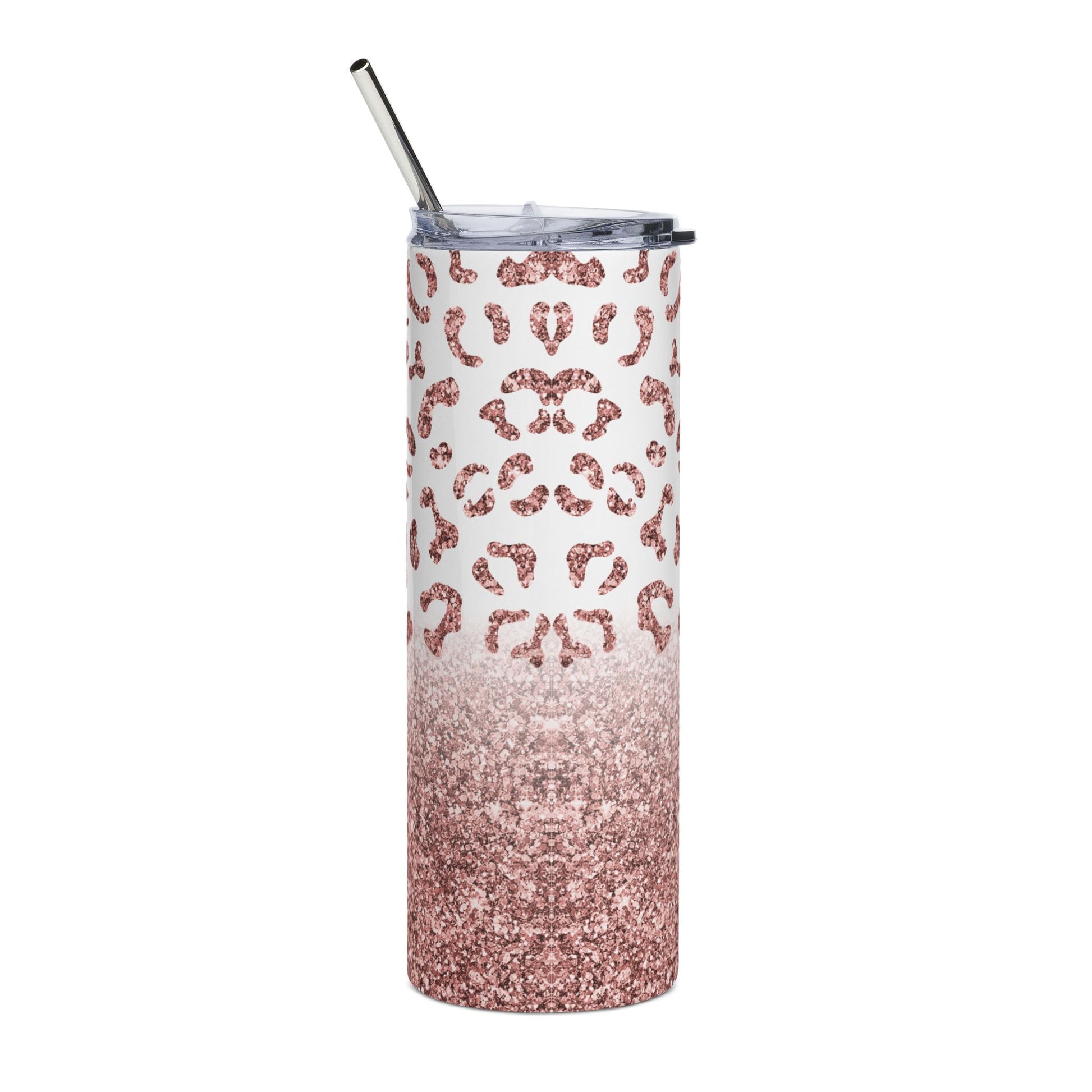 Rose Glitter Leopard 20 oz Skinny Tumbler - Canvasses