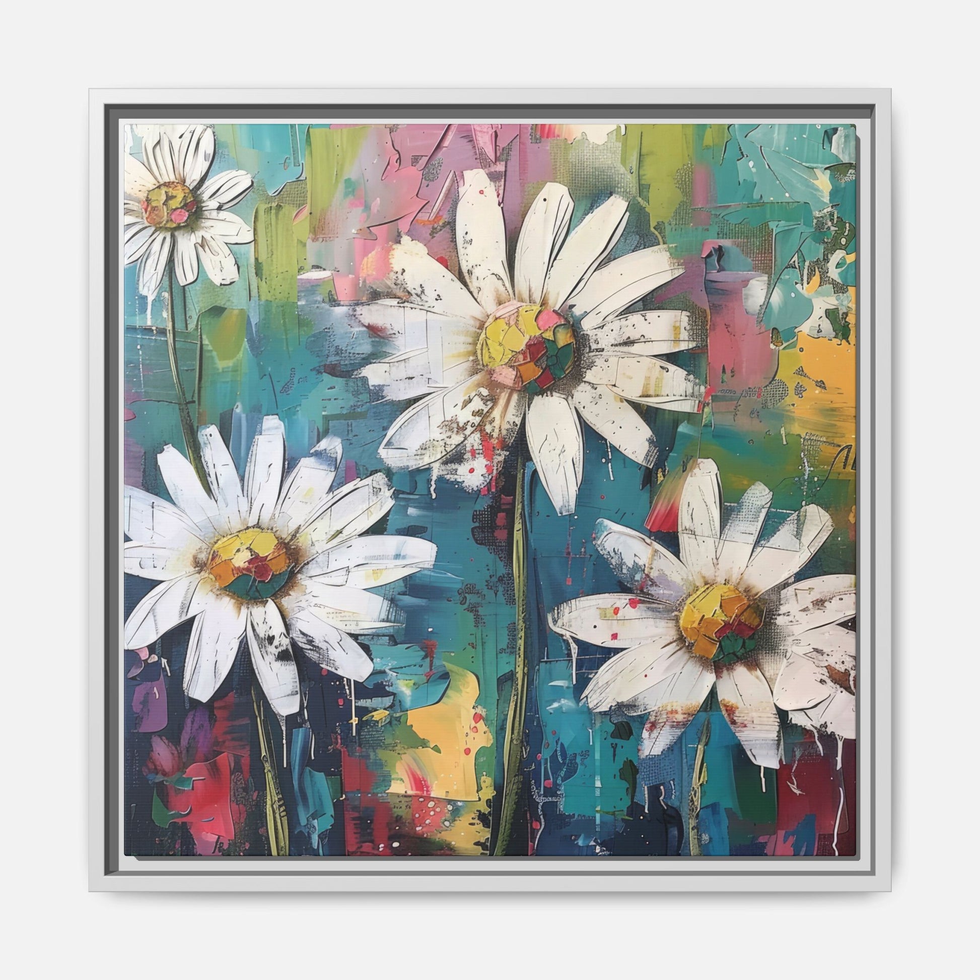 Daisy Daydreams Framed Canvas Wall Art Square - Canvasses