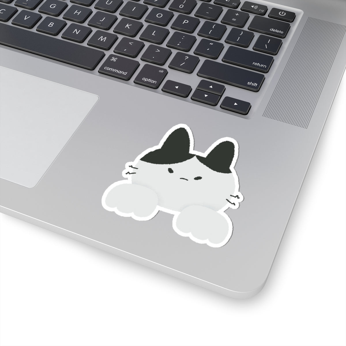 Gray Peekaboo Cat Kiss - Cut Sticker - Canvasses