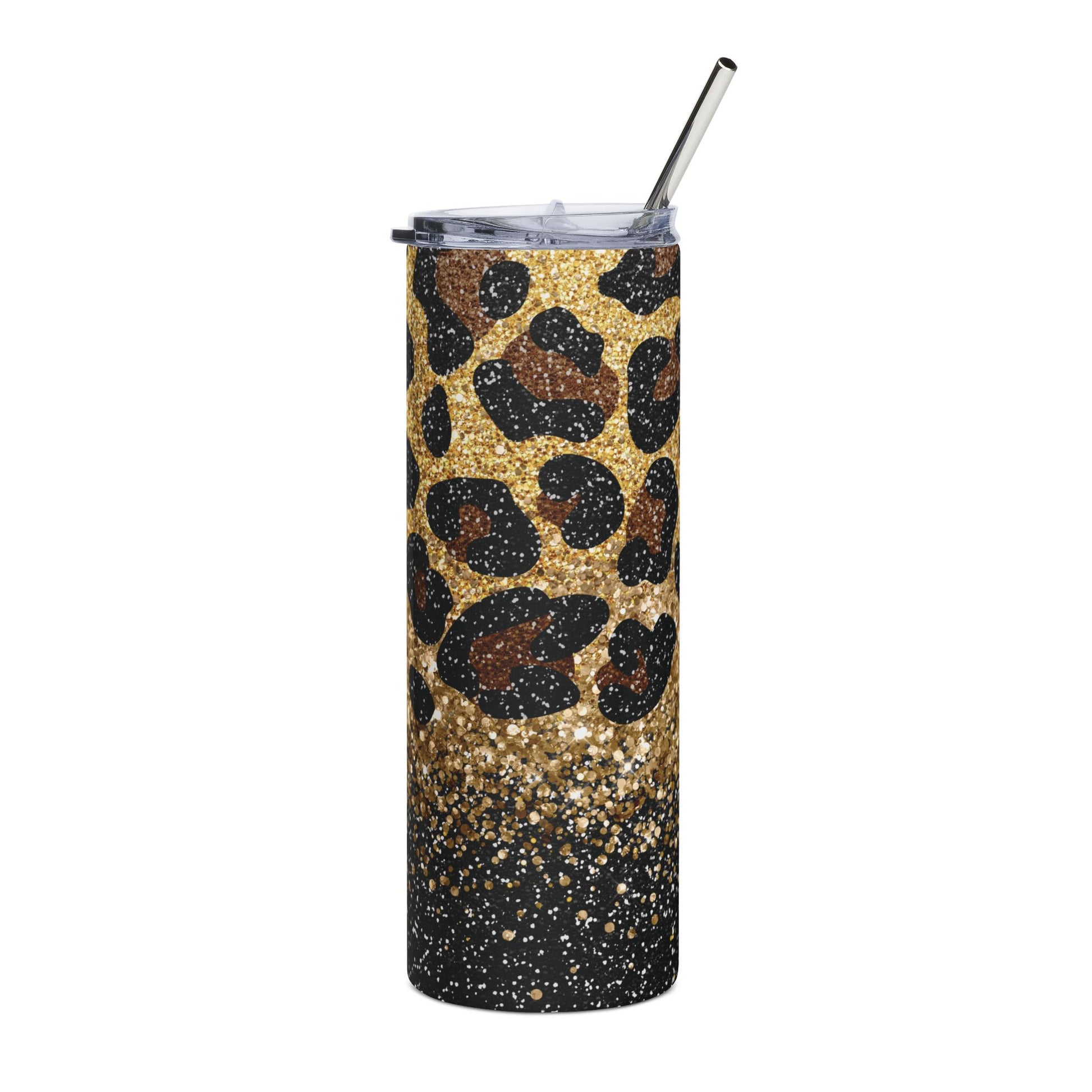 Gold Glitter Leopard 20 oz Skinny Tumbler - Canvasses