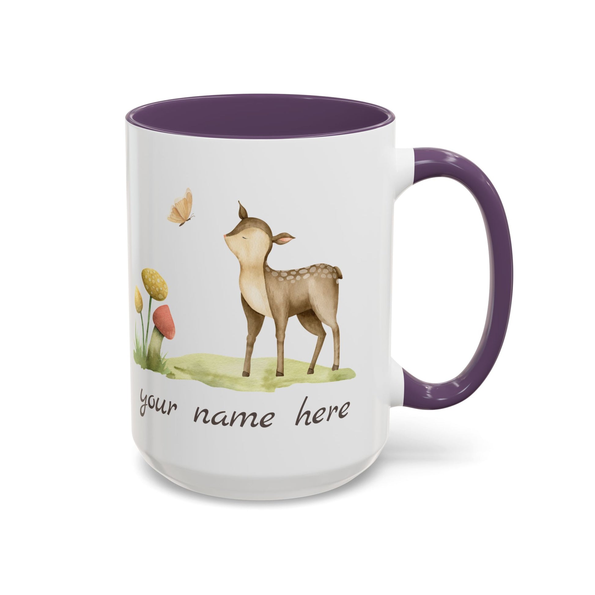 Watercolor Deer Personalized Accent Mug - Canvasses