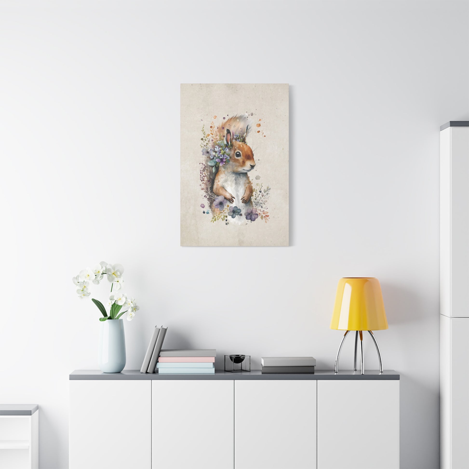 Watercolor Squirrel Canvas Wall Art Vertical - Canvasses