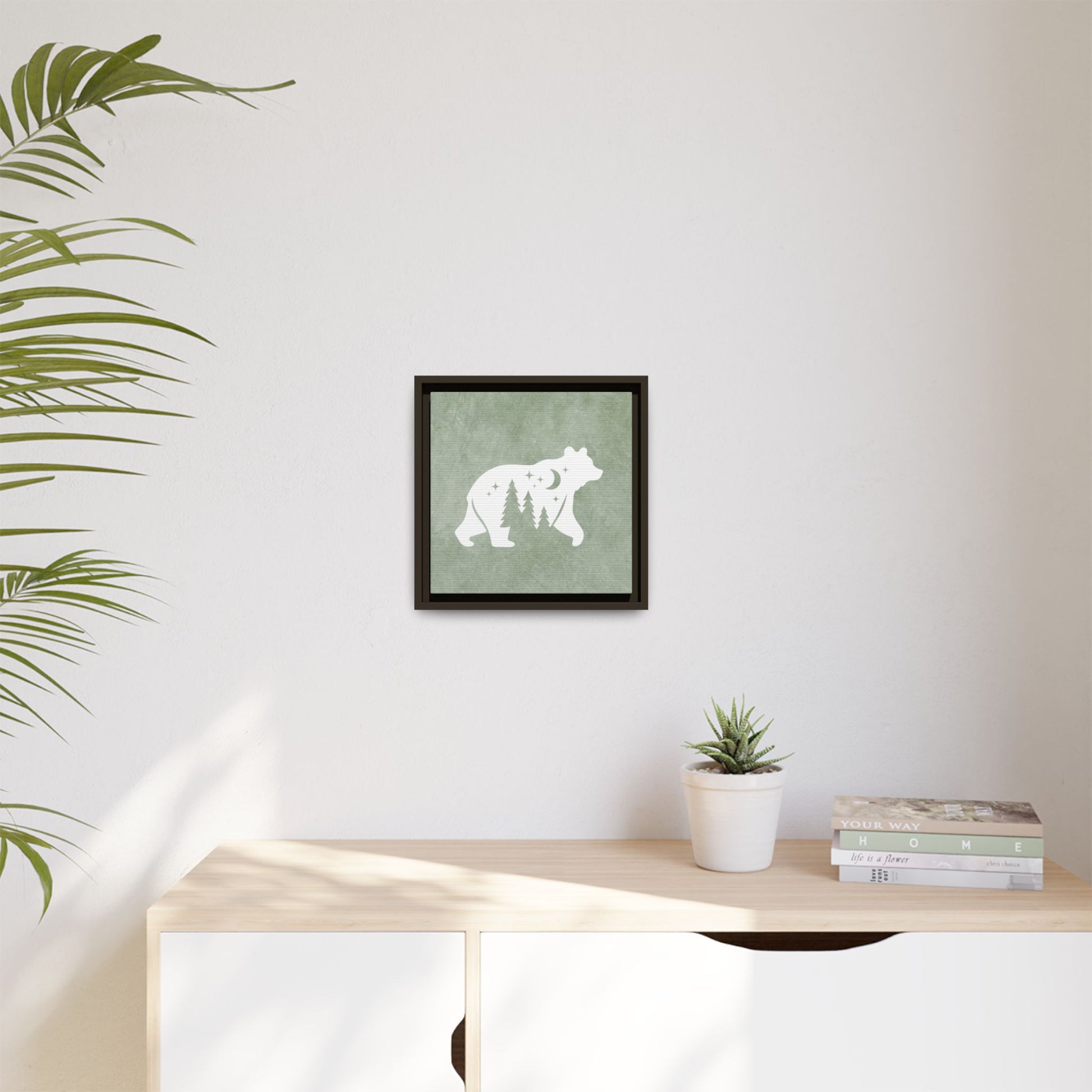 Silhouette Bear Framed Canvas Wall Art Square - Canvasses