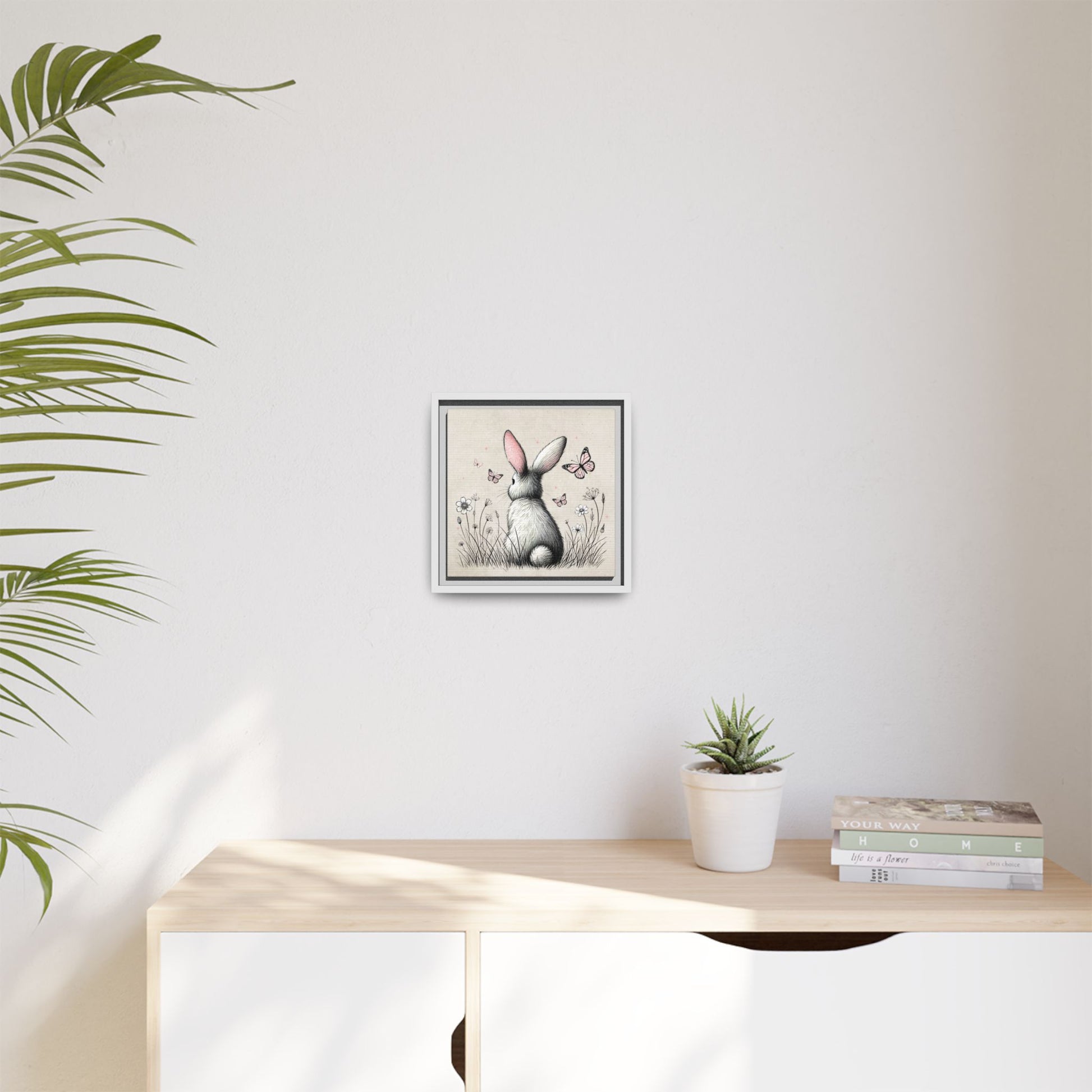 Bunny Playground Framed Canvas Wall Art Square - Canvasses