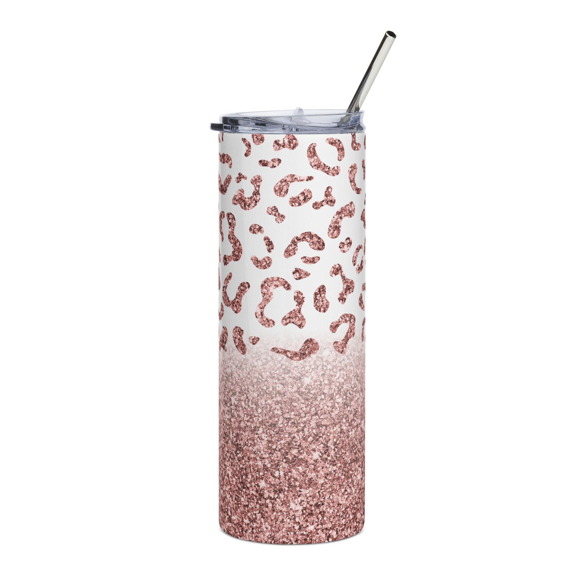 Rose Glitter Leopard 20 oz Skinny Tumbler - Canvasses