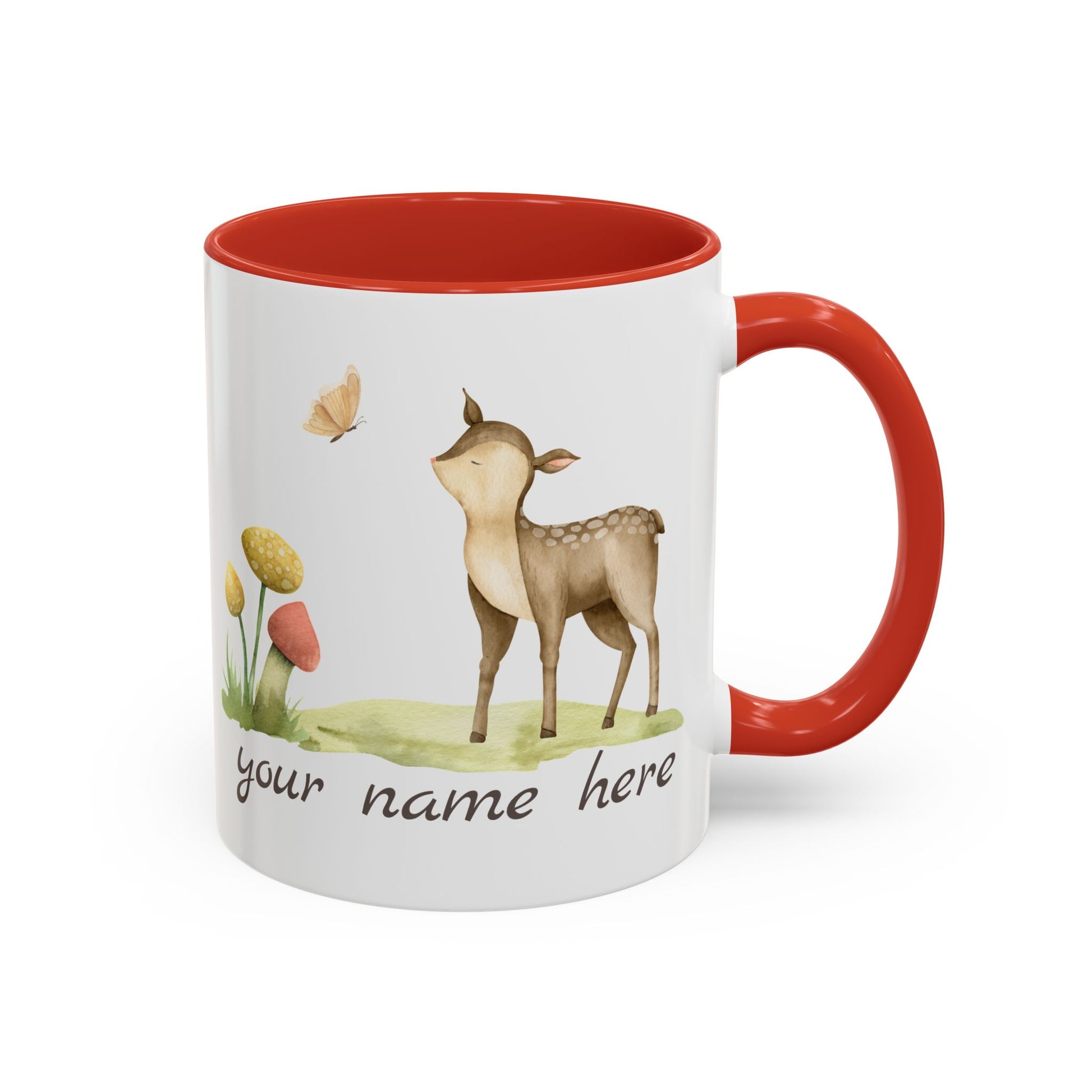 Watercolor Deer Personalized Accent Mug - Canvasses