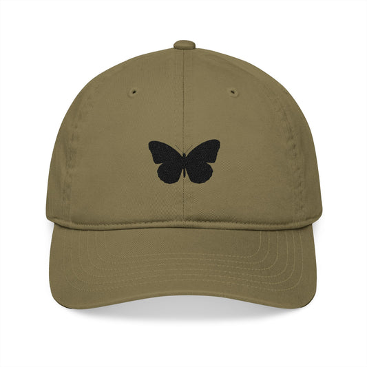 Butterfly Silhouette Embroidery Organic Baseball Cap - Canvasses