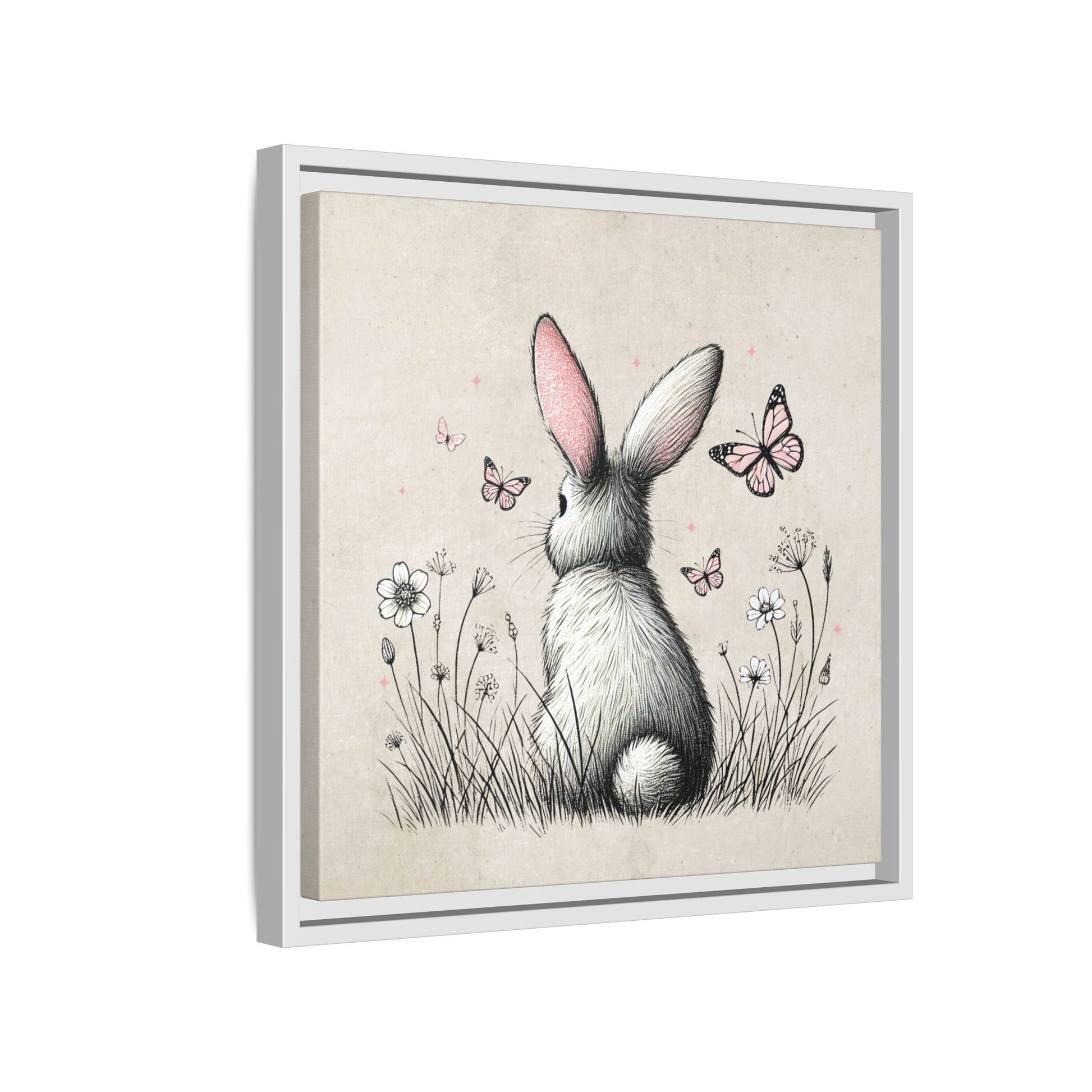 Bunny Playground Framed Canvas Wall Art Square - Canvasses