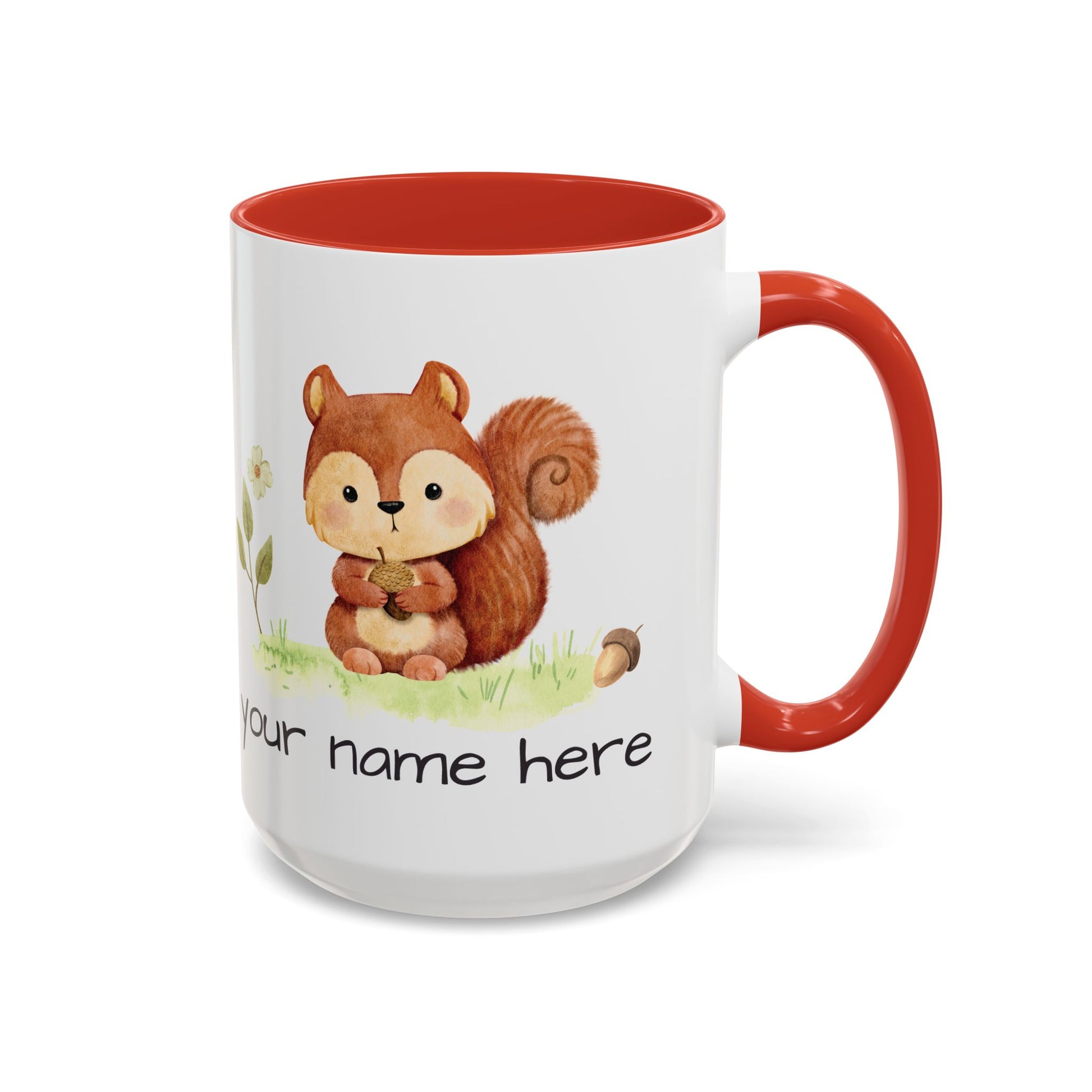 Watercolor Squirrel Personalized Accent Mug - Canvasses