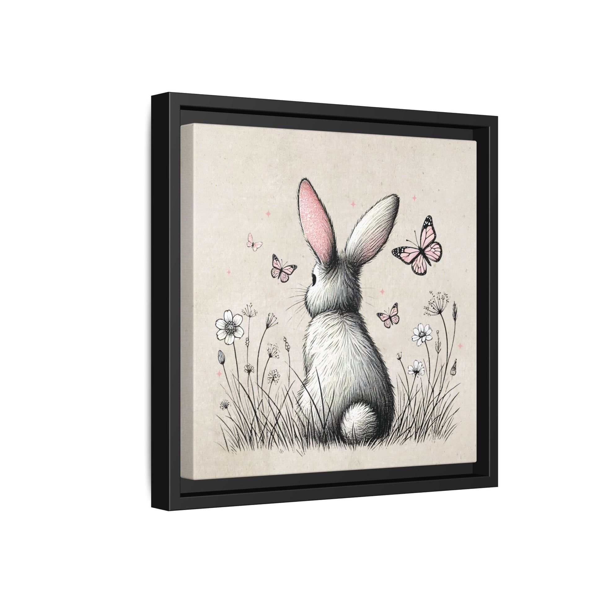 Bunny Playground Framed Canvas Wall Art Square - Canvasses