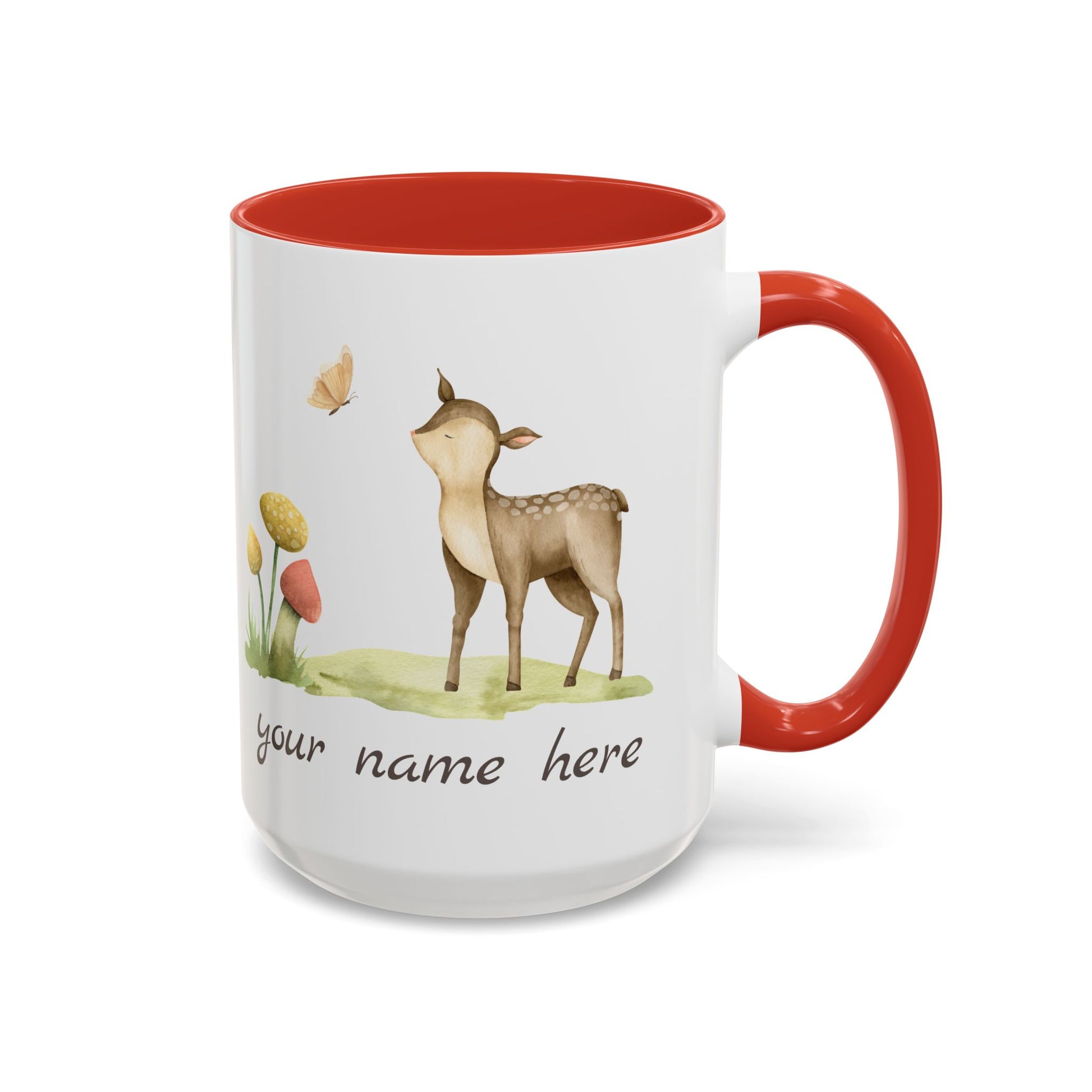 Watercolor Deer Personalized Accent Mug - Canvasses